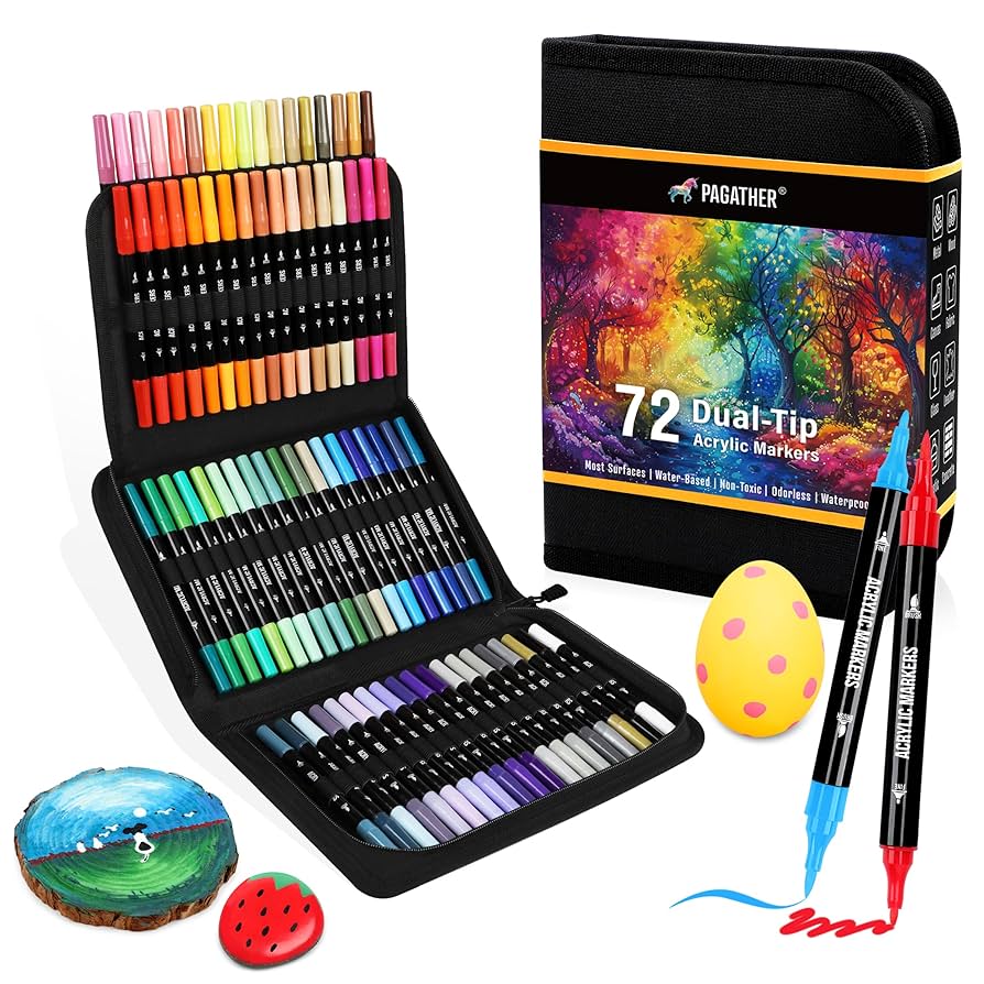 Flex marker マーカー 72色セット Amazon.com: 72 Colors Acrylic Paint Markers, Dual Tip with