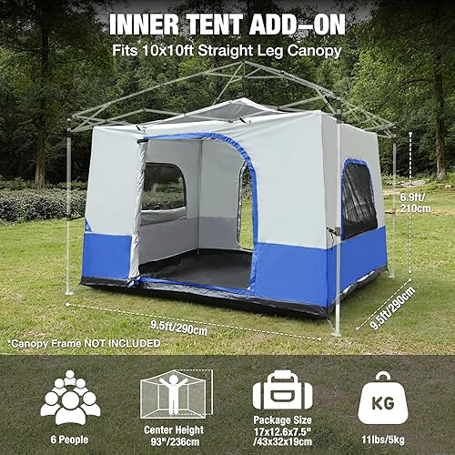 Miniatura 4 de REDCAMP Tienda de Campaña con Toldo para Tienda de Toldo Desplegable, Tienda Interior Convierte Toldo de Patas Rectas de 10'x10' o 10'x20' en Tienda