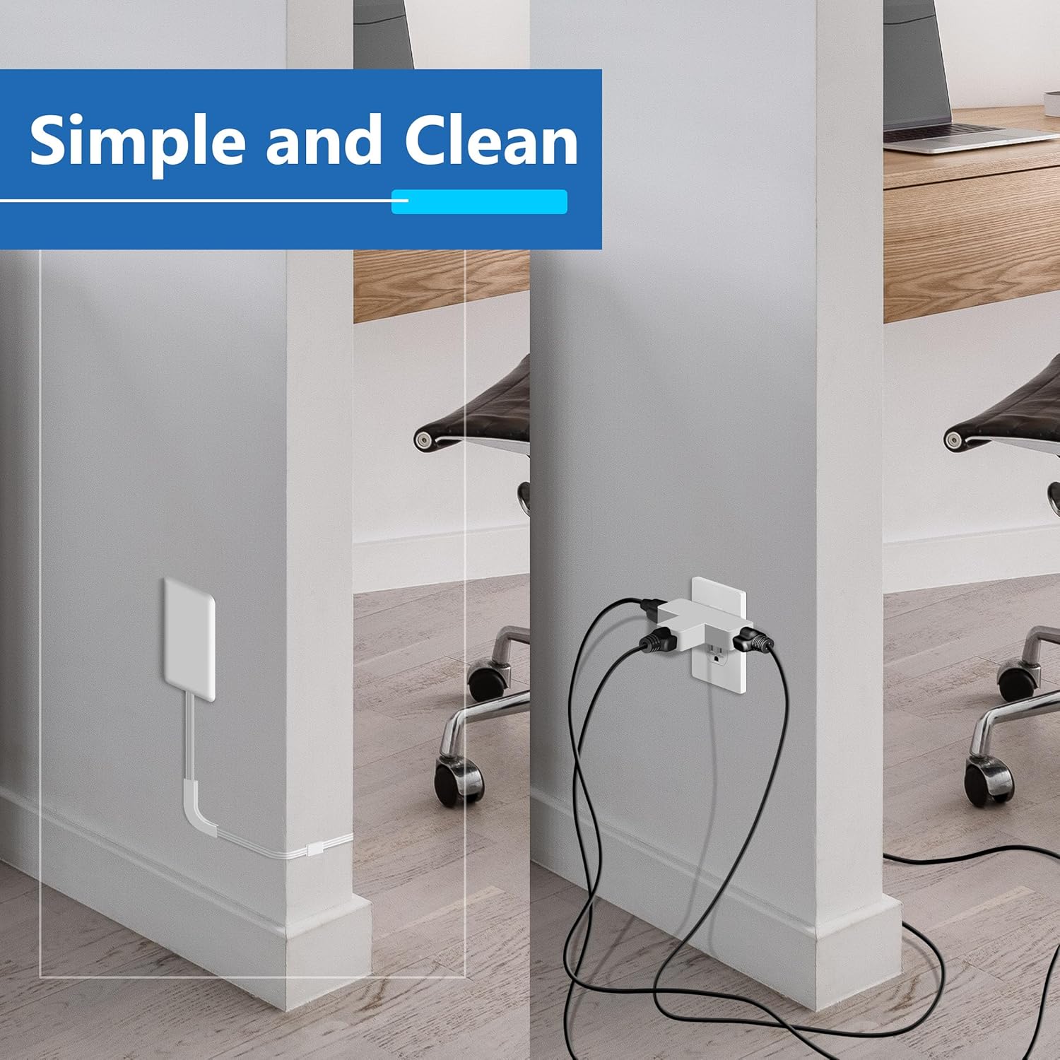 LIDER Outlet Extender with 3 Receptacles, 21W USB Type-A, and 2 USB Type-C, USB Port, Ultra-Thin Wall Plate Plug with Cord Extender, 3-Outlet Power Strip, Flat-Face, ETL-Listed, 3ft Cord, White