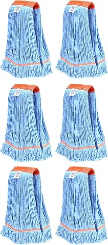 Nine Forty Paquete de 6 repuestos de cabezal de trapeador húmedo de grado industrial y comercial, hilo sintético de alta calidad de 20 pulgadas, 4