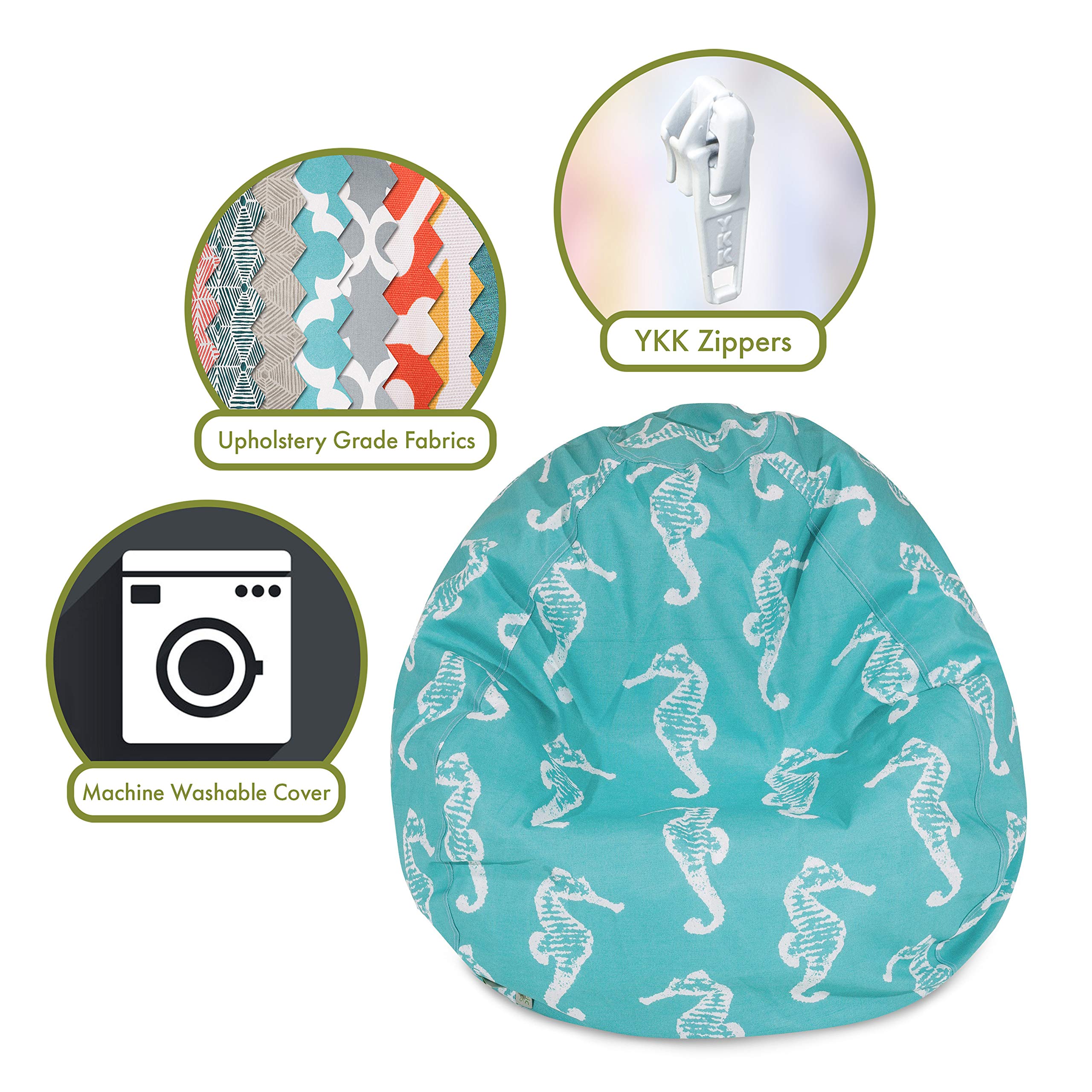 Majestic Home Goods Sea Horse-Teal Large Bean Bag