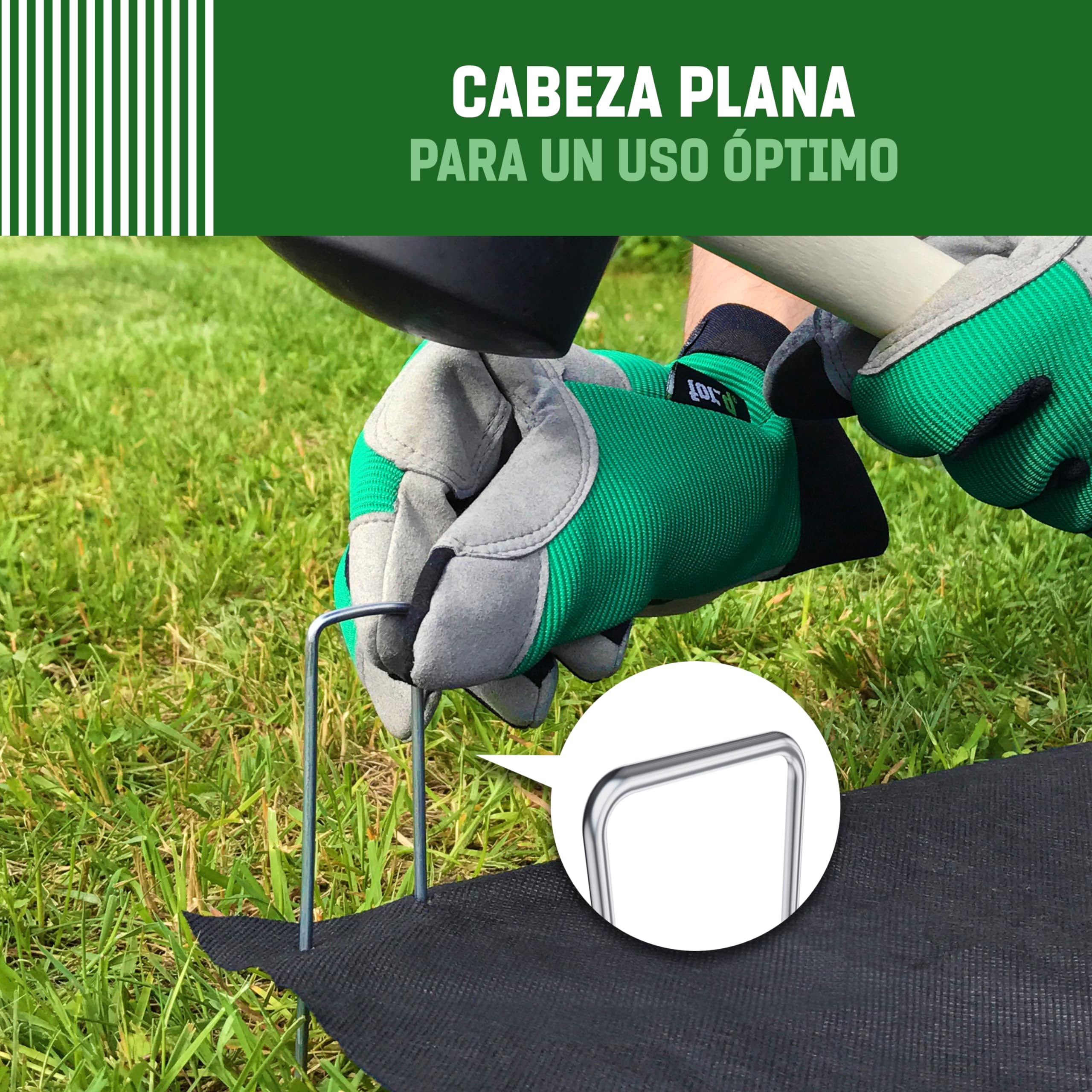 GardenGloss Grapas de Sujeción de Acero Galvanizado (100 Piezas) - Anclaje de Suelo Robusto para Malla Anti-maleza, Malla de jardín & Acampada - 150 MM de Largo, 25 MM de Ancho, Ø 3 MM