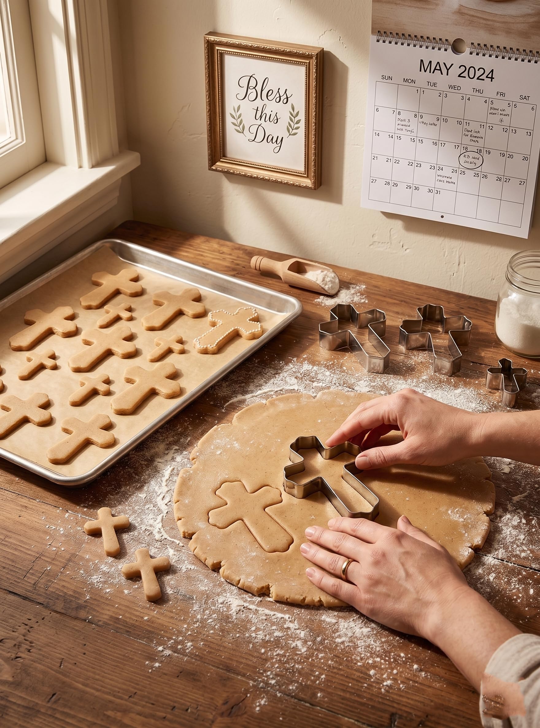 Juego de 5 moldes para galletas en forma de cruz (acero inoxidable)