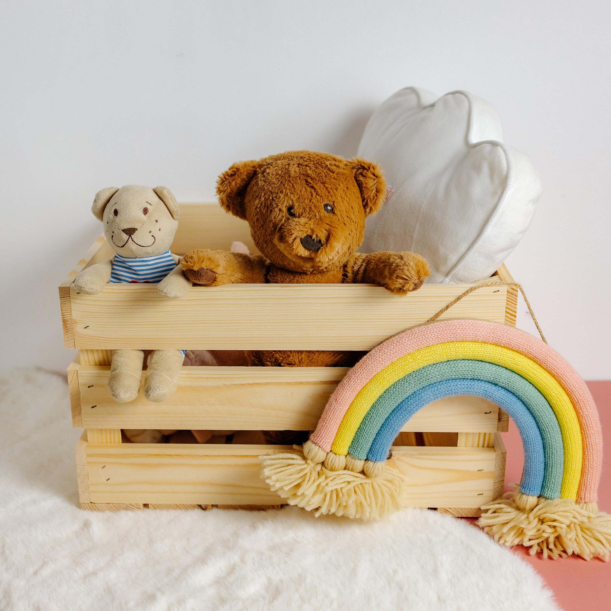 Creative DECO 3 x Cajas de Madera Natural Decorativa | 40 x 30 x 23 cm | Cesta de Madera Ideal para Almacenaje Regalo Fruta Decoración Bricolaje Manualidades | Documentos Juguetes Herramientas