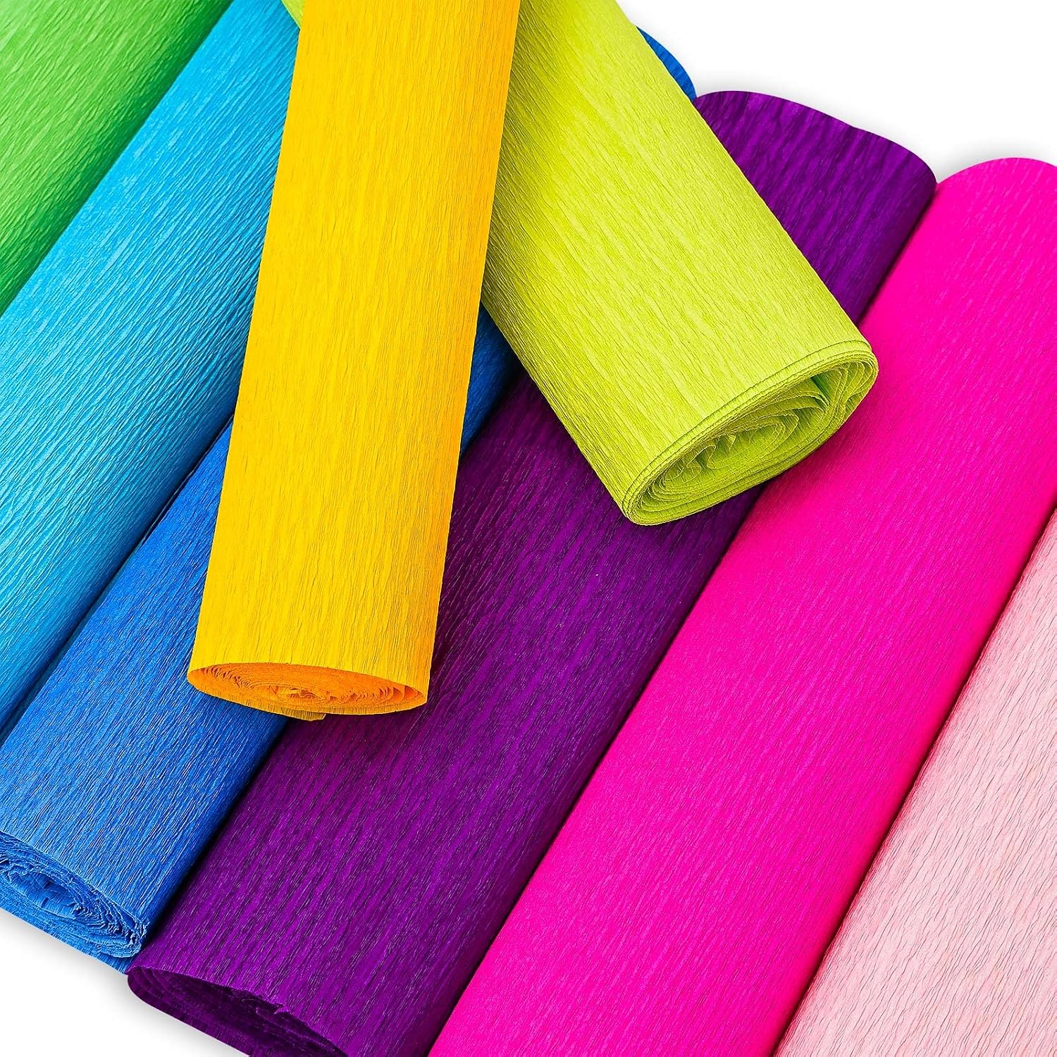 Whaline 14Pcs Crepe Paper Rolls 101.7Ft Rainbow Color Party Wide Streamers Assorted Colors Crepe Paper Roll Decorative Craft Streamer for DIY Gift Wrapping Paper Crafts Room Wall Decoration