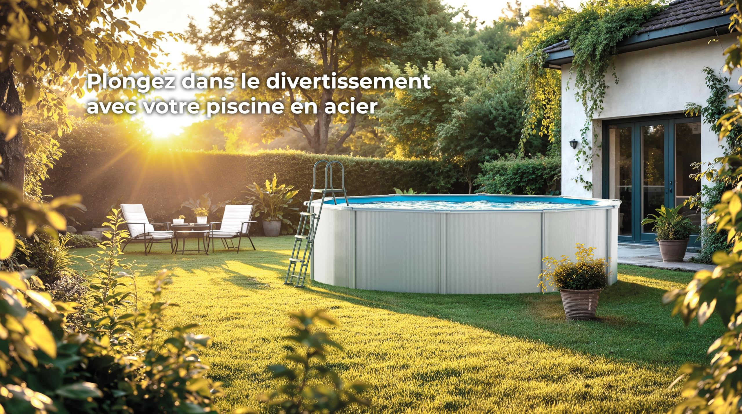 Gre KITPR303 Bora Bora - Piscine Hors-Sol en Acier, Piscine Ronde avec Structure en Acier Blanc. Filtre a Cartouche. Piscines Hors-Sol pour Jardin, Ø300 x 120 cm