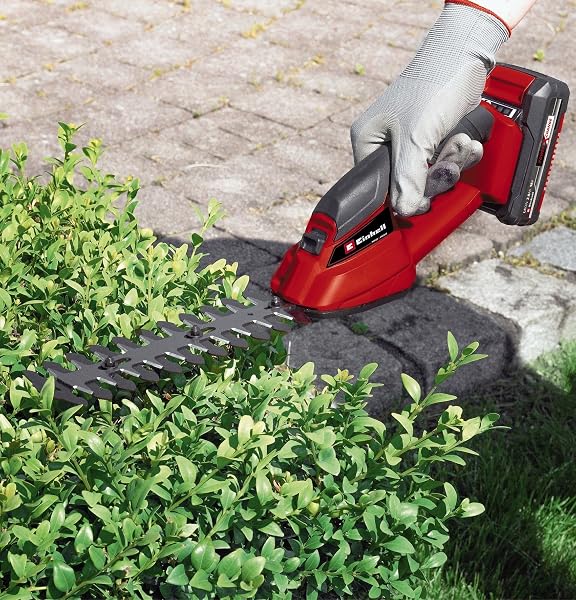 Einhell Akku-Gras- und Strauchschere GC-CG 18 Li-Solo Power X-Change (18 V, 100 mm / 200 mm Schnittlänge, wechselbares Grasschneideblatt + Strauchmesser, ohne Akku) - 4