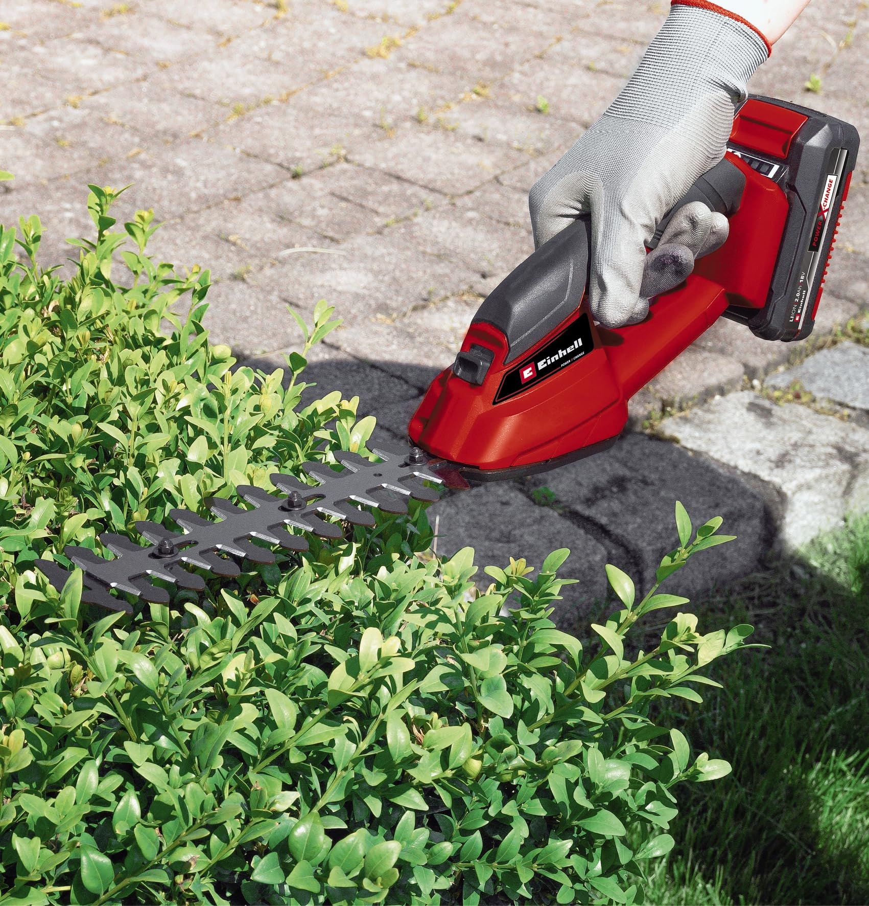 Einhell Akku-Gras- und Strauchschere GC-CG 18 Li-Solo Power X-Change (18 V, 100 mm / 200 mm Schnittlänge, wechselbares Grasschneideblatt + Strauchmesser, ohne Akku)