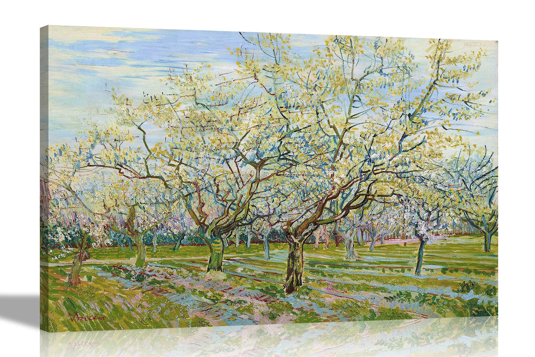 Artley Prints The White Orchard by Vincent Van Gogh Canvas Wall Art l Colourful Framed Pictures l Landscape Artwork for Living Room, Bedroom, OfficeLarge 76 x 50cm (30 x 20 inches)