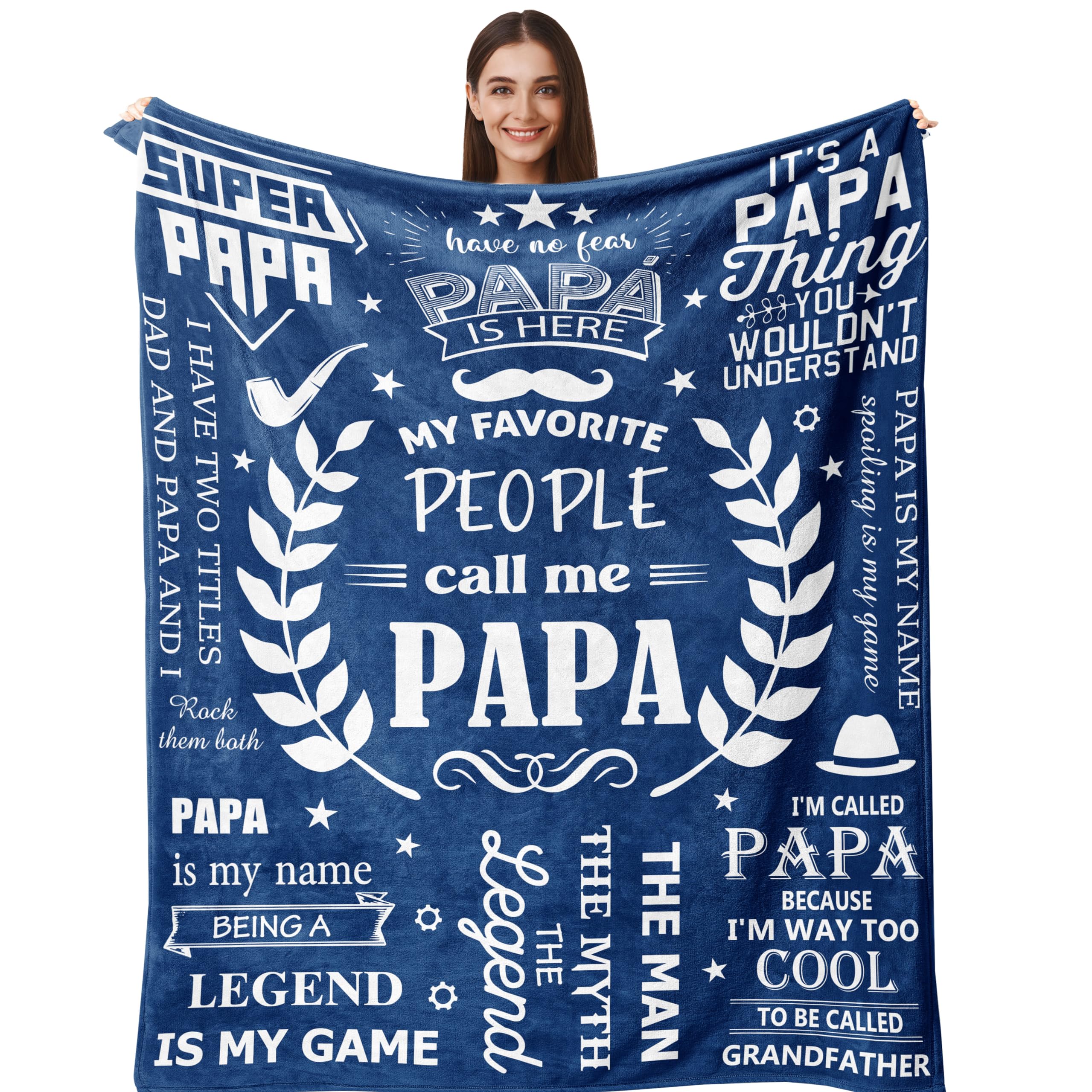 Fathers Day Papa Gifts, Grandpa Gifts, Papa Blankets 60"X50", Grandpa Christmas Birthday Gifts, Papas Gifts from Grandkids, Gifts for Papas, Grandfather Gift