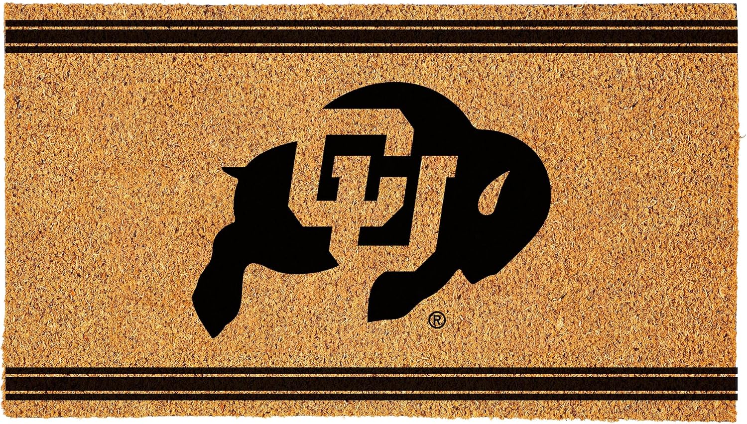 NCAA University of Colorado Coir Door Mat, Indoor and Outdoor Entryway, 28 x 16 Inches Non Slip Back Welcome Floor Mats for Muddy Dog Paws, Weather-Resistant Front Door Entrance Home Décor