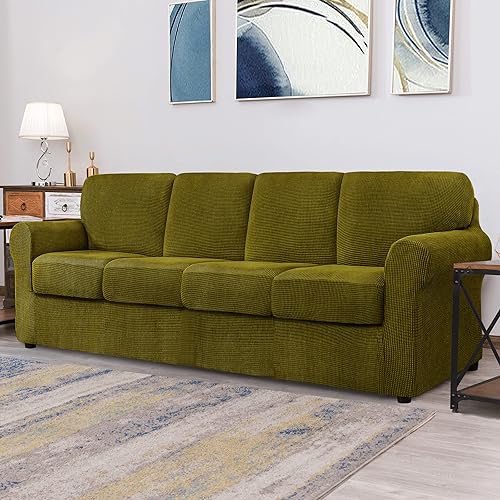 Vista 336 de CHUN YI - Funda elástica para sillón (3 piezas), funda para sofá de 1 plaza con un respaldo y cojín separado con banda elástica, tela jacquard