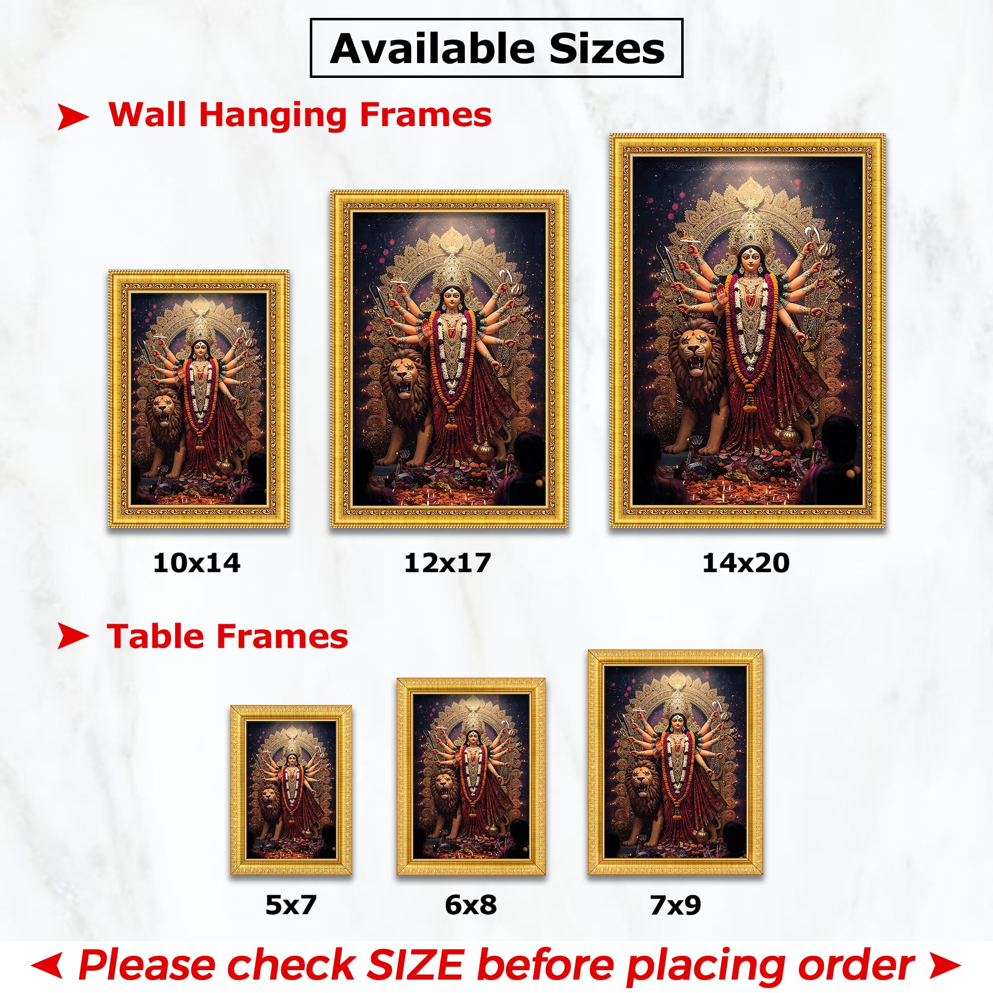 Durga Maa Photo Frame - Divine Wall Art -4