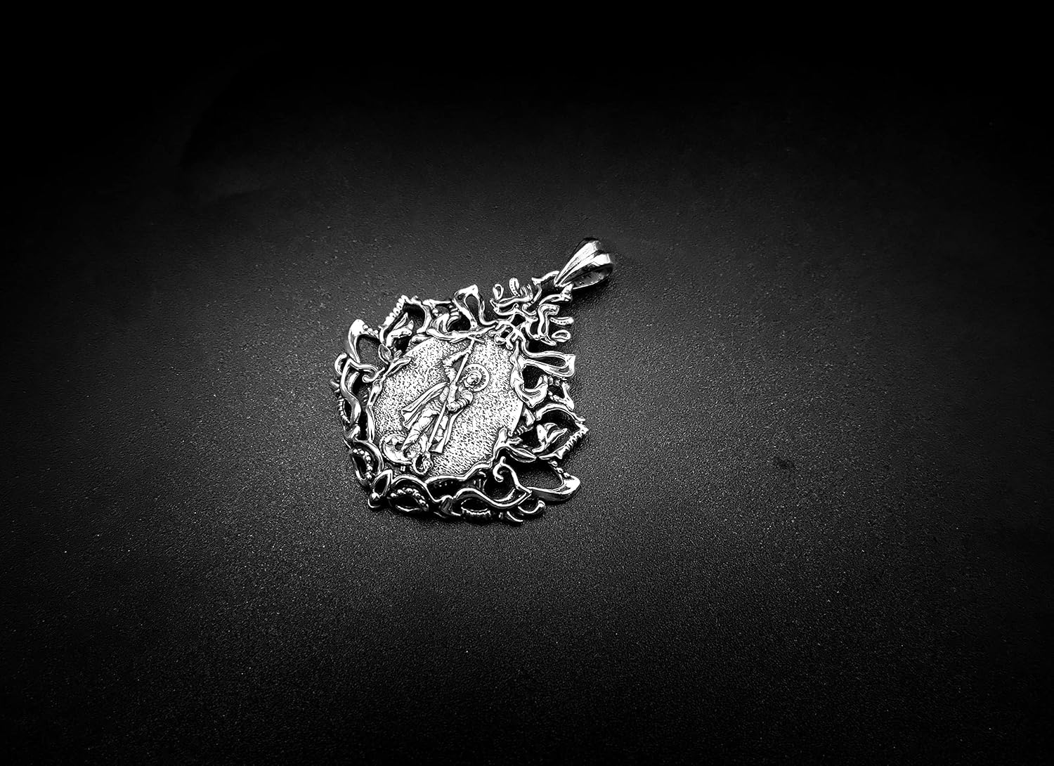 925 Sterling Silver Mens Women ST Saint Michael Archangel Pendant with Dragon Amulet Jewelry