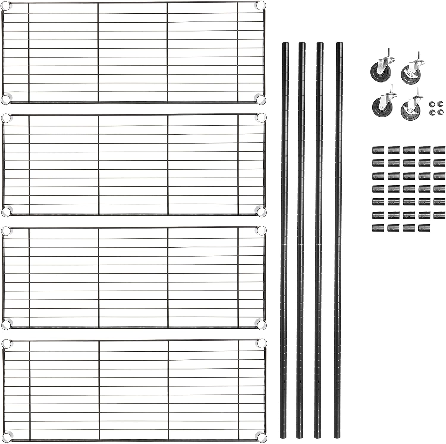  Basics 4-Shelf Shelving Storage Unit on 3'' Wheel Casters, Metal Organizer Wire Rack, Black (36L x 14W x 57.75H) : Tools & Home Improvement