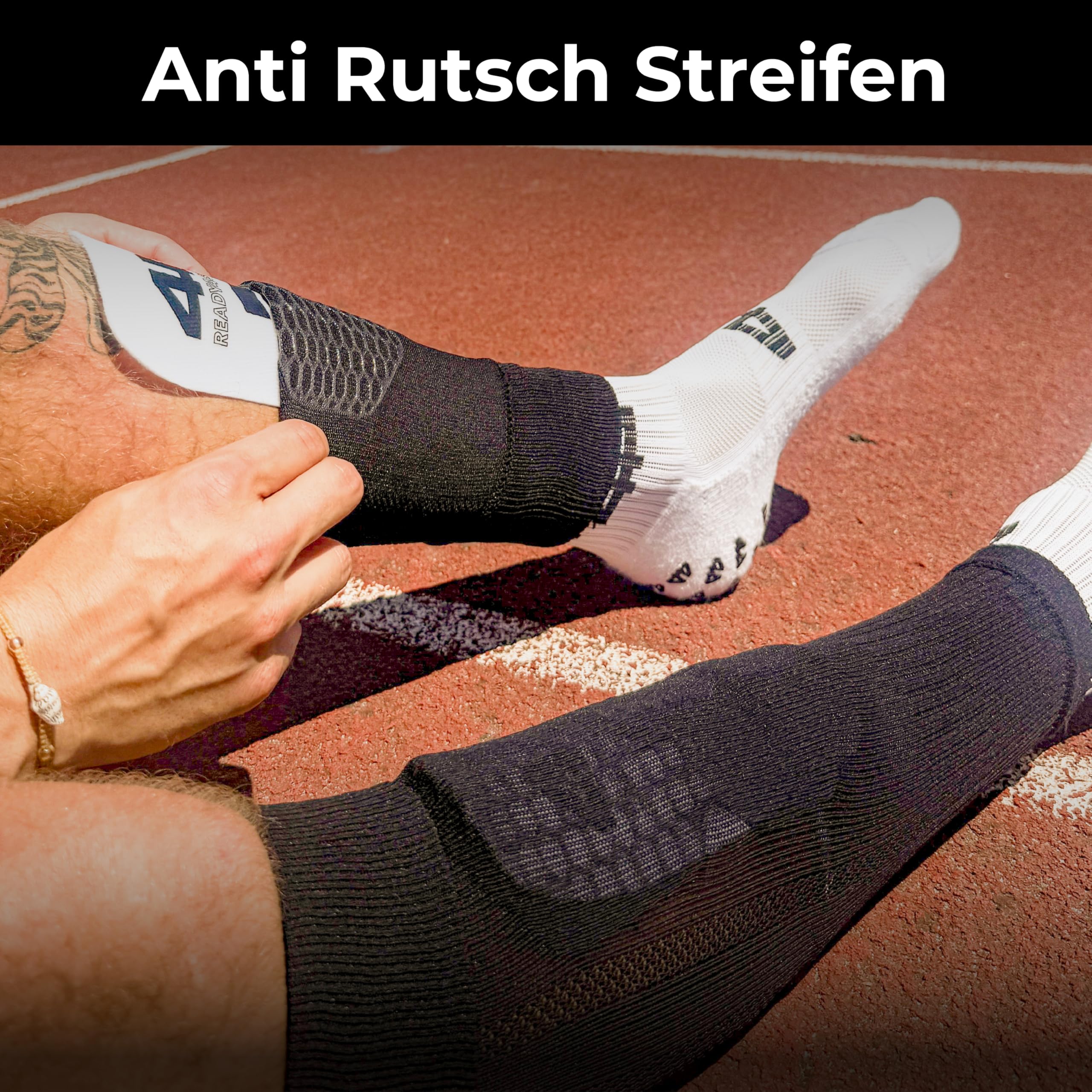 Medias sin calcetines con agarre de silicona para fútbol – Listo para deportes – 1 par de medias de manga para espinilleras – Antideslizantes, ligeras, flexibles – Tubos de fútbol para hombres
