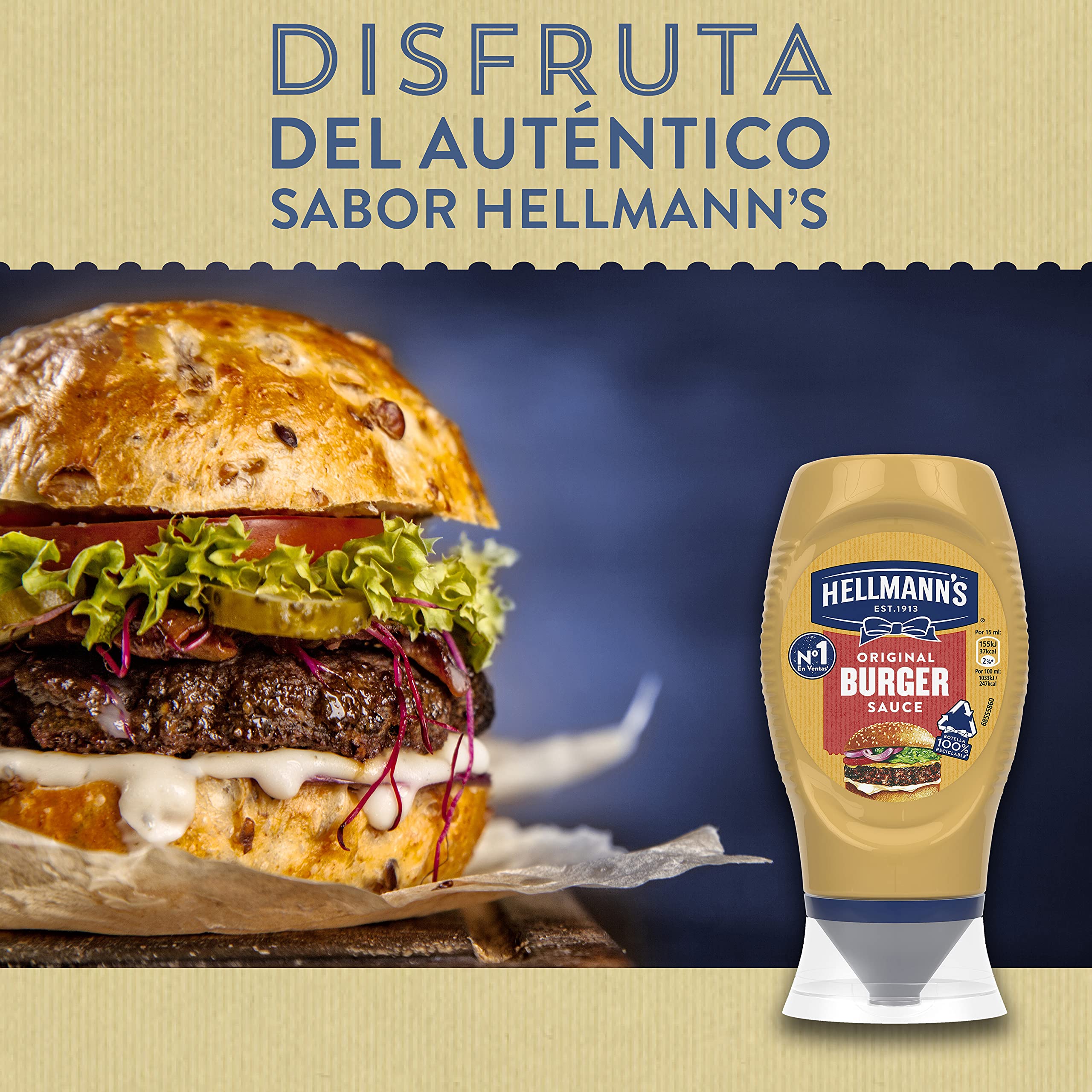 Hellmann's Salsa Burger 250 ml - Paquete de 8 x 250ml - Total: 2000ml