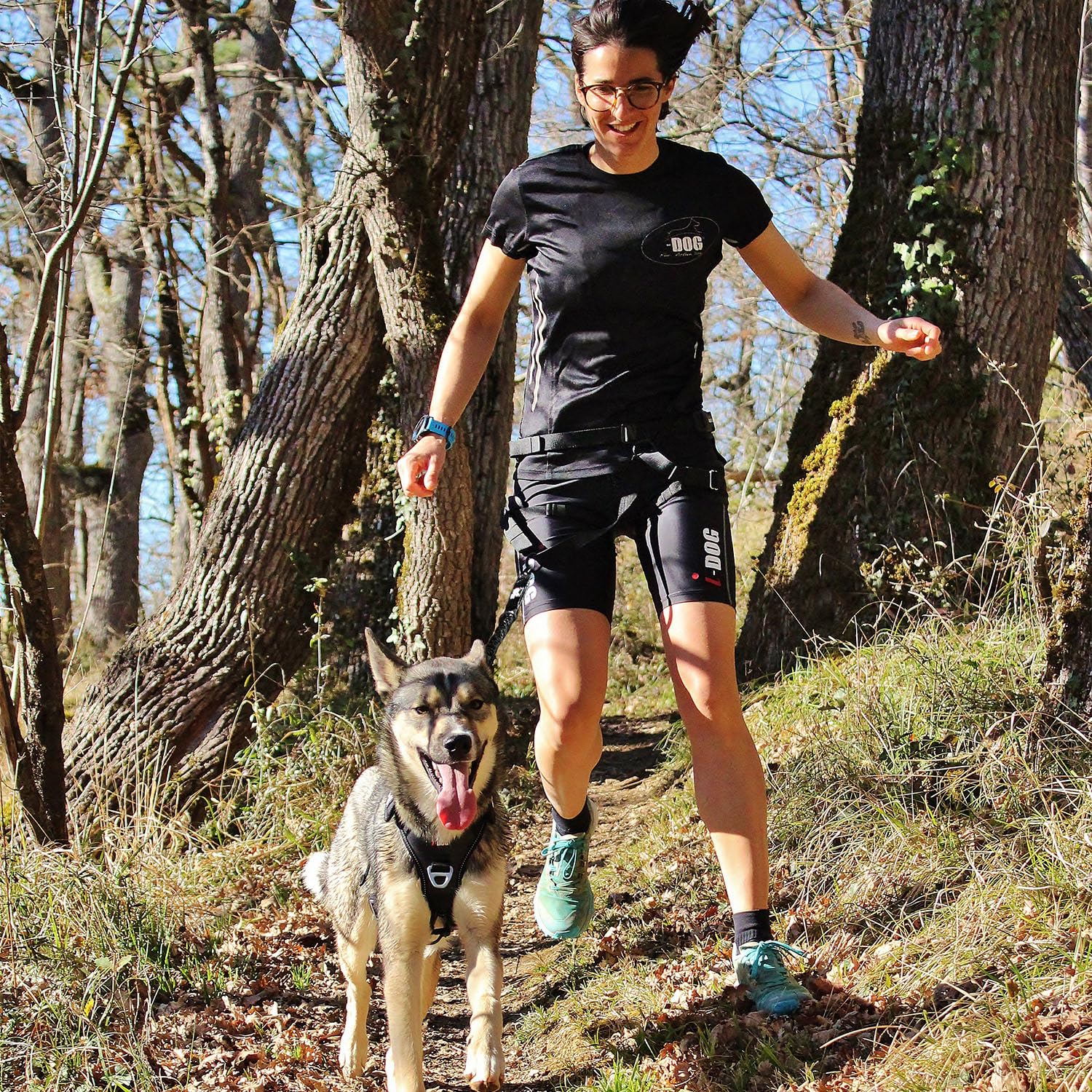Longe de Traction pour Chien Gamme RAIDLIGHT,190 cm (étirée), Noir canicross, canirando, canijogging, canitrail, Utilisation Intense Sportive ou Loisirs, I-dog Marque Française.