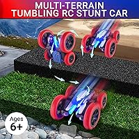 Vista 5 de Force1 Tornado+ - Auto de control remoto para niños - Autos RC rápidos de doble cara con pantalla LED interactiva, 4WD, auto de acrobacias