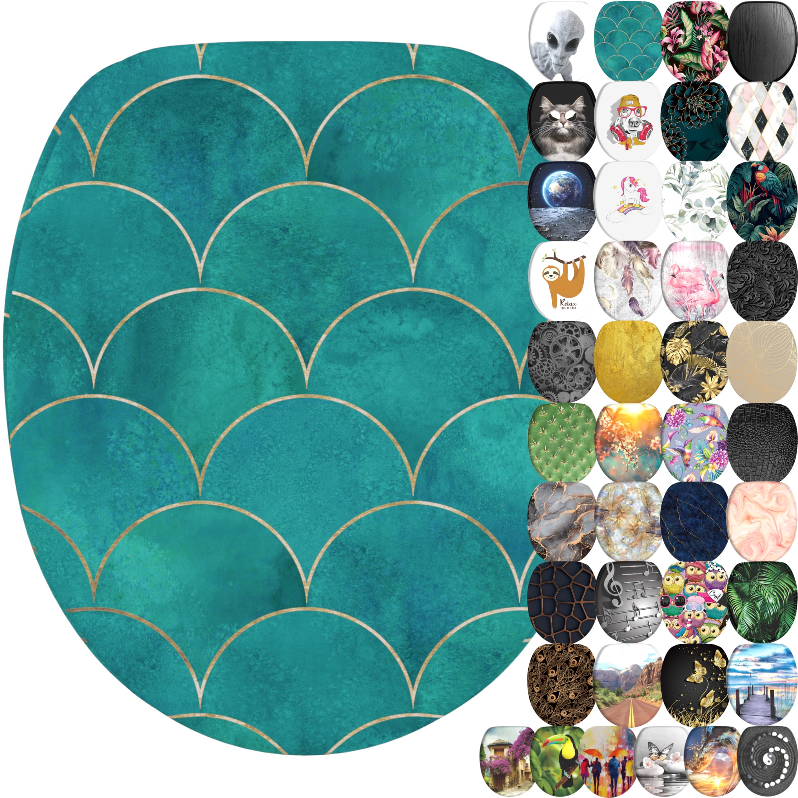 Sanilo Soft Close Toilet Seat, Wide Choice of New Toilet Seats, Stable Hinges, Easy to Mount (Aquarell) — image 1