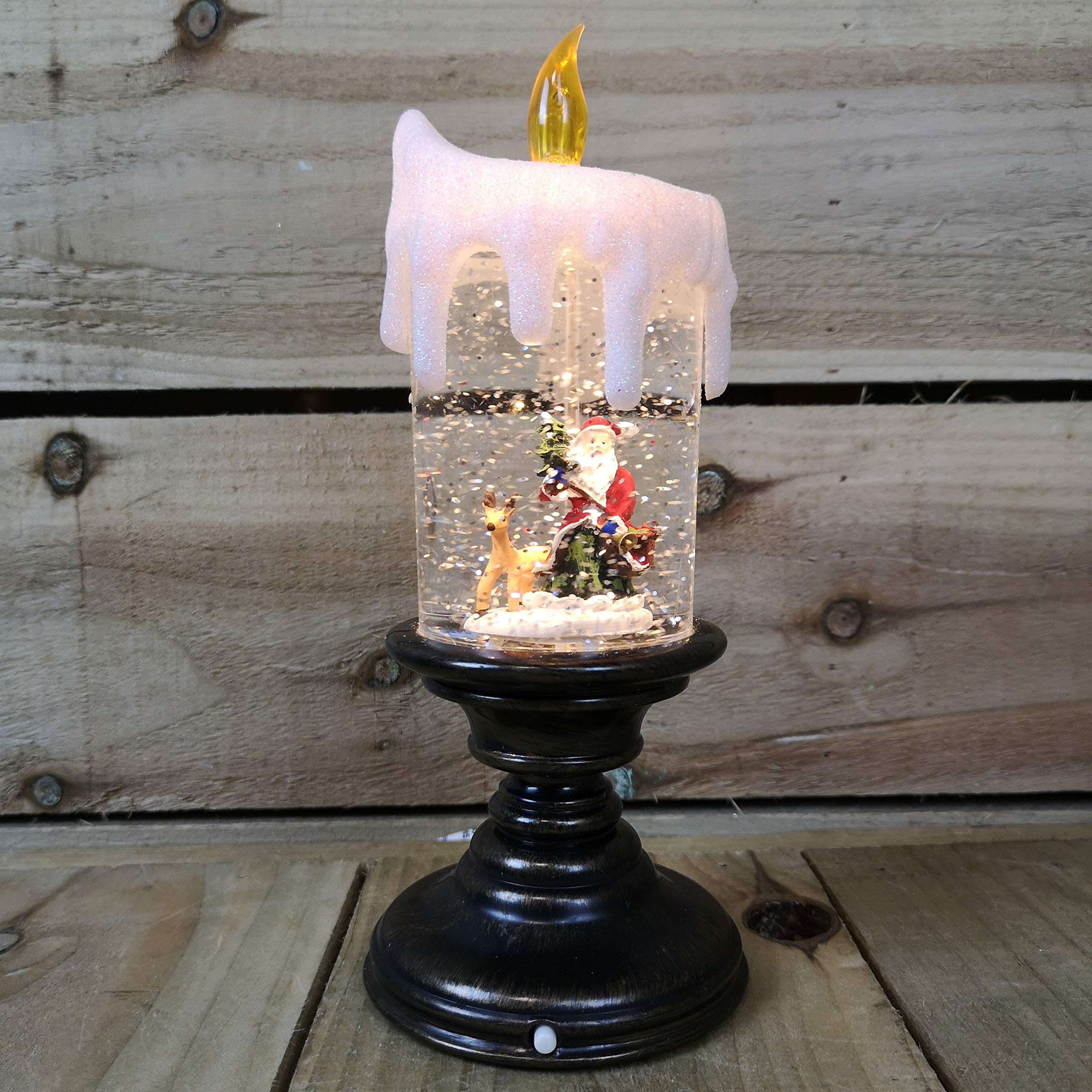 Snowtime LED Candlestick with Santa Scene