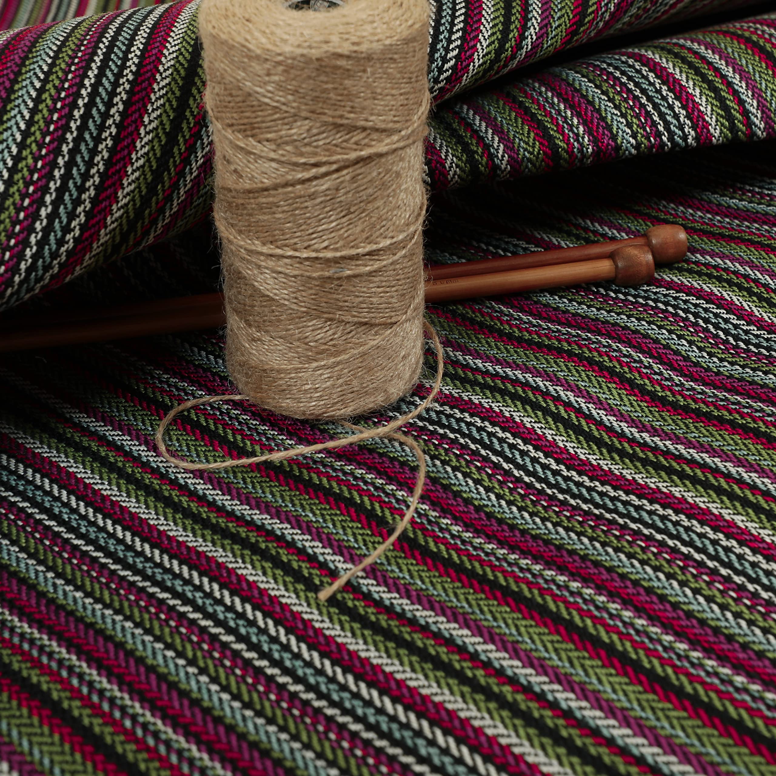 Redbrick Mill Fabrics Designer Woven Texture Durable Striped Pattern Upholstery Fabric by The Metre, Black Green for Curtains, Chairs and Sofas, 135cm Width (Per Metre) โ image 1