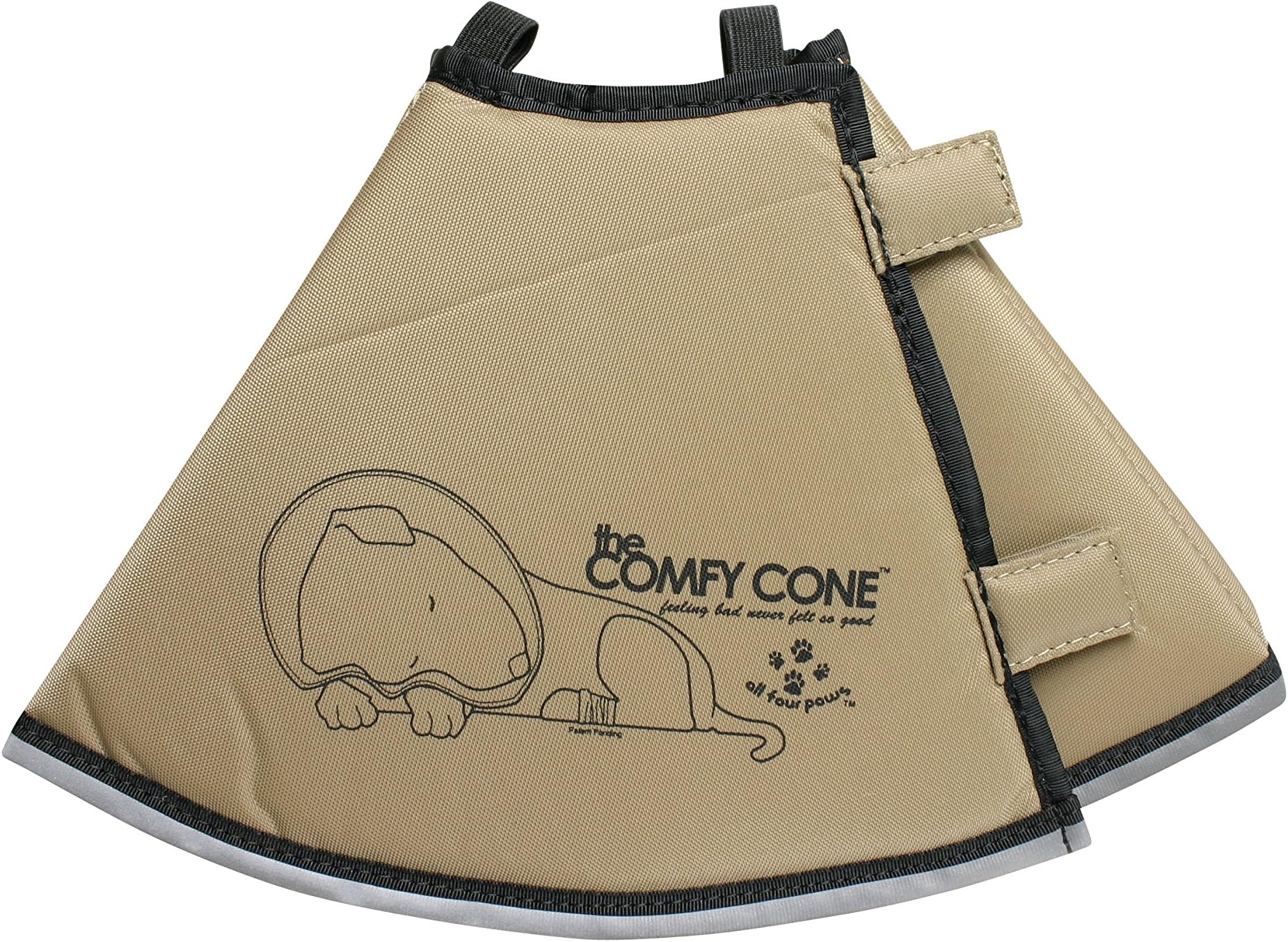 All Four PawsComfy Cone Pet Cone for Dogs, Cats, Small-Long, Tan - Comfortable Soft Dog Cone Collar Alternative for After Surgery, Wound Care, Spay, Neuter - Dog and Cat Recovery Collar