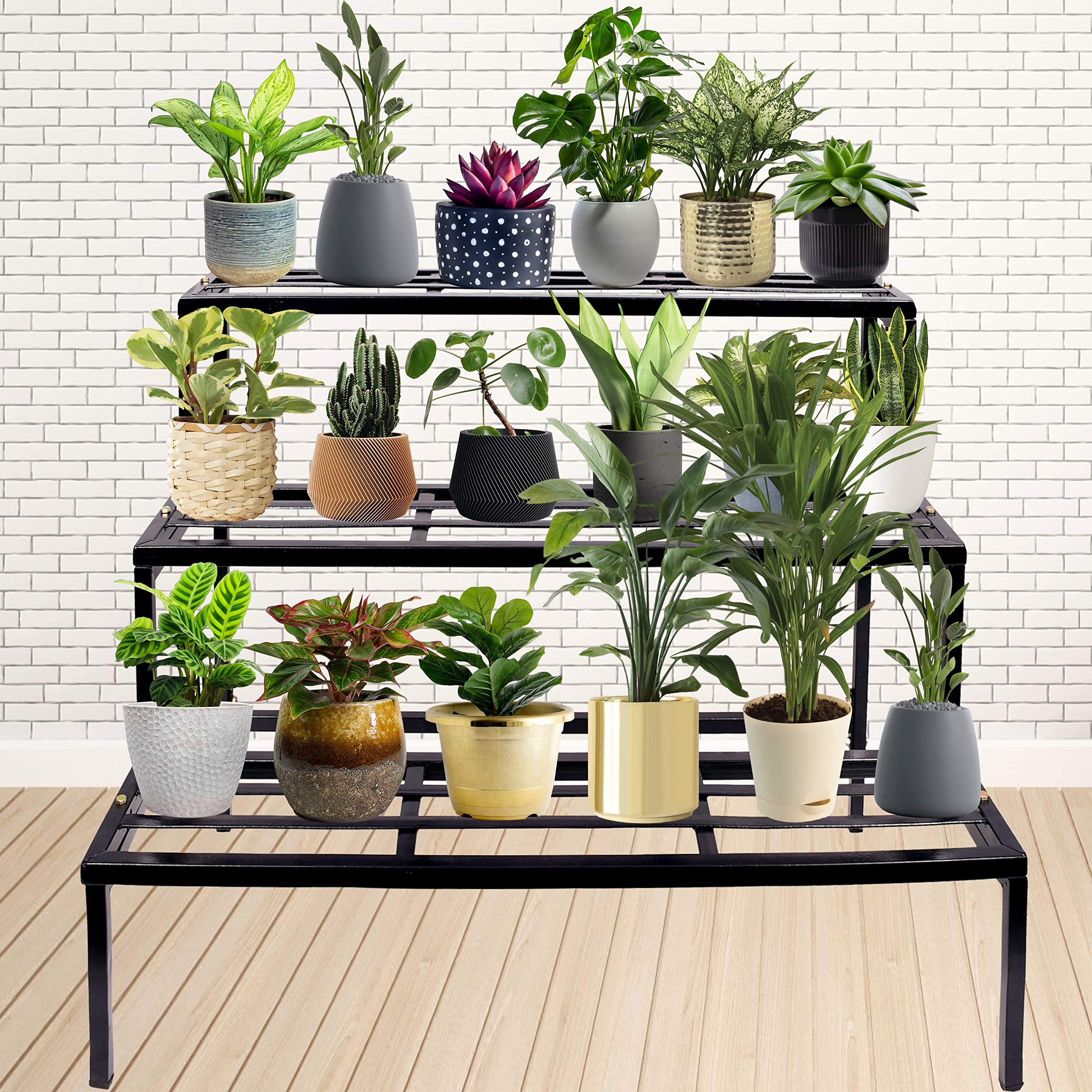 La Henk 3 Step Stand for Multiple Plants and Pots Stand, Indoor Shelf Holder Rack, Gardening Stand,Indoor Outdoor (Black) Premium Strong Durable Flower Pot Stand | Gamla Stand (B09V4SF9YG) Amazon Price History, Amazon Price Tracker