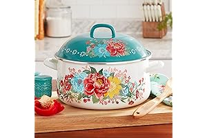 The Pioneer Woman Fancy Flourish Enamel on Steel 6.4-Qt. Dutch Oven