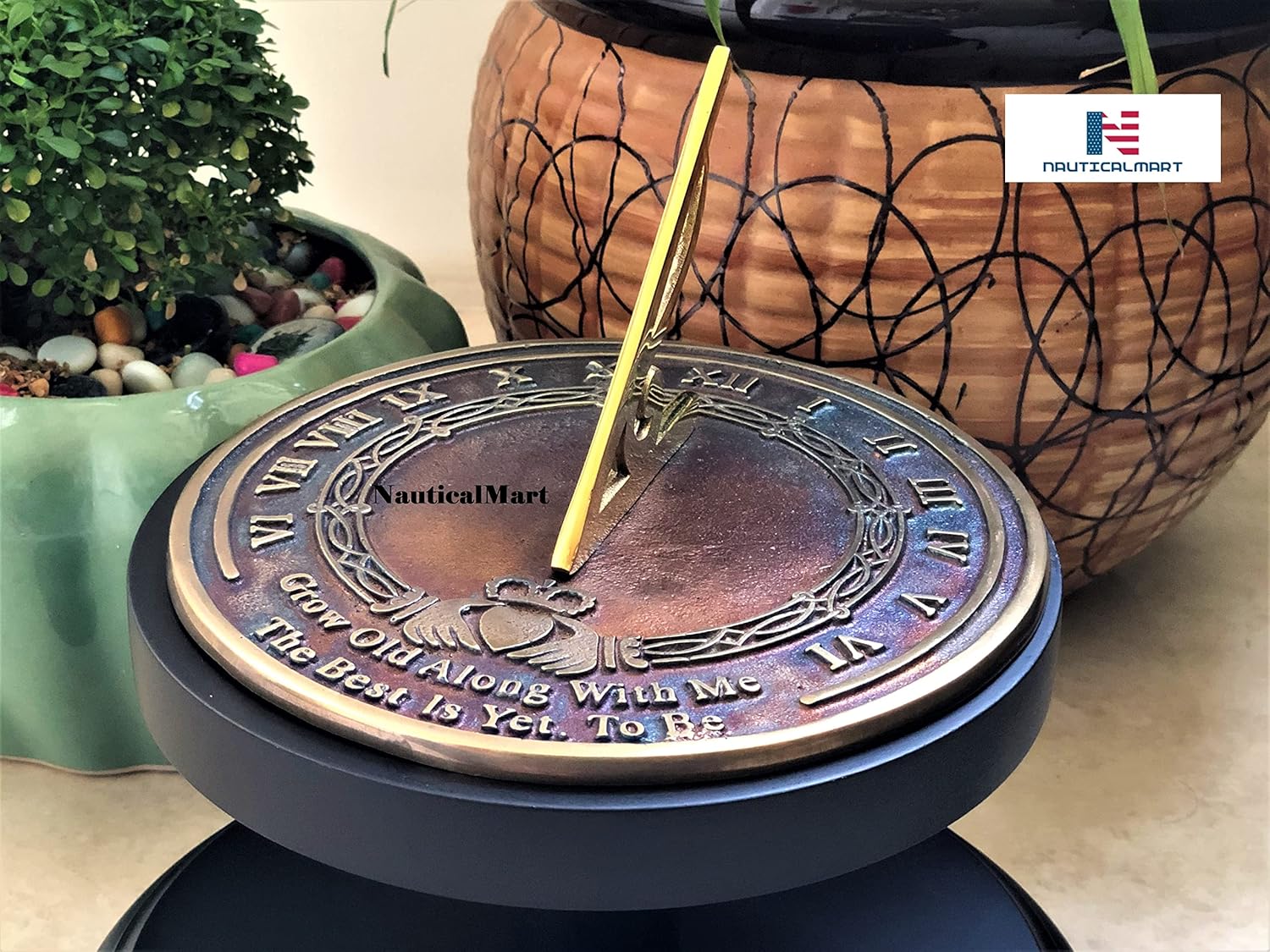 Nautical-Mart Garden Sundial Grow Old with Me -The Best is Yet, to be (Brass Antique), Unique Wedding Gift Idea for Parents, Grandparents, Friends, Couples, Anniversary Sundial Gift