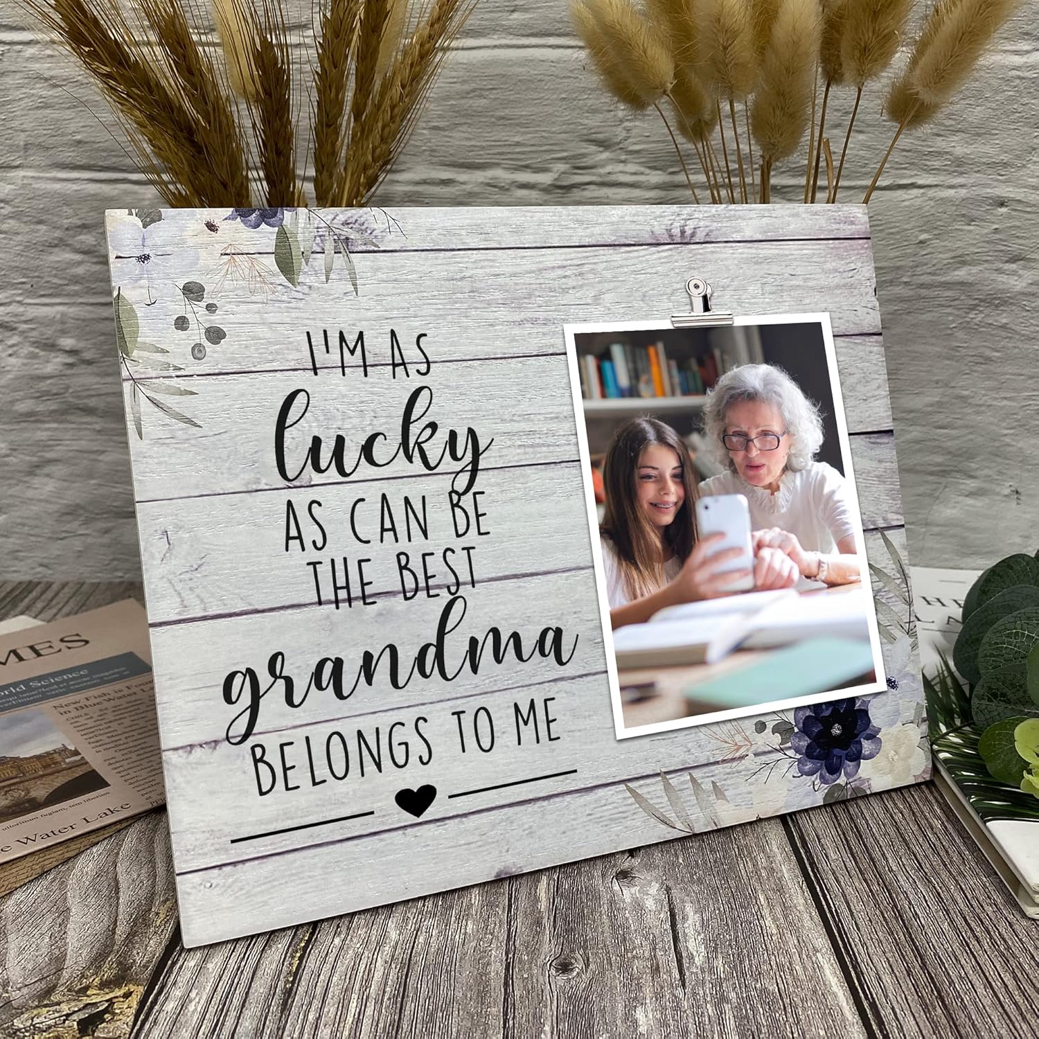 ZENNLAB Grandma Gifts from Granddaughter - Grandma Picture Frame Holds 4x6 Photo - Gifts for Grandma Birthday, Christmas, Mother’s Day, New Grandma Gifts Idea from Grandson, Grandkids