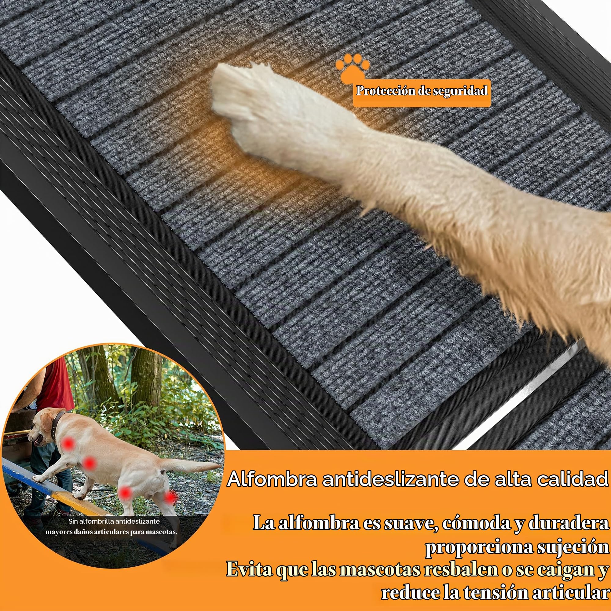 XMTECH Rampa plegable para perros de 157 cm, para coches, camiones y SUV, hasta 110 kg, ligera, estable, antideslizante, color negro