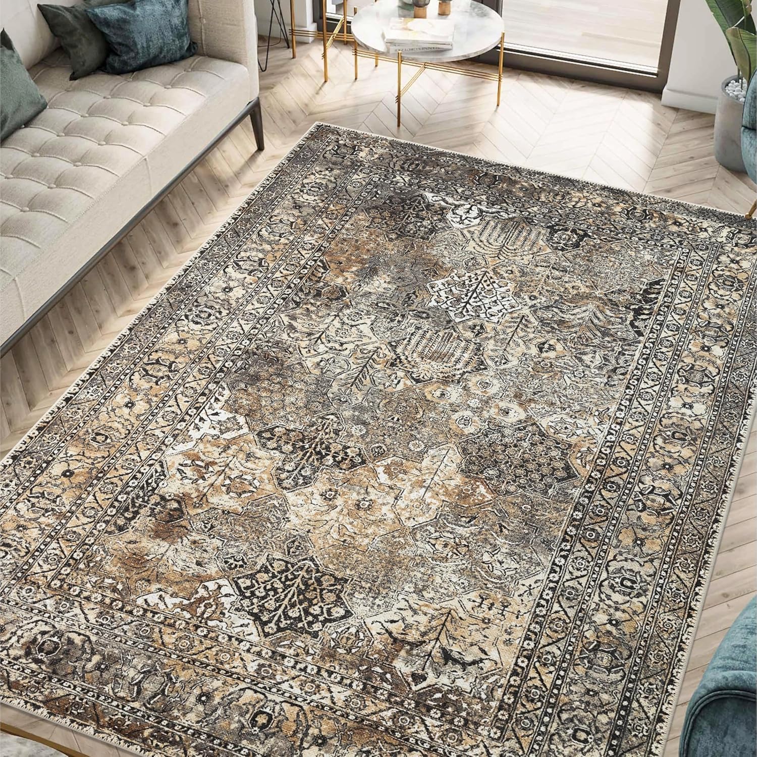 Tapis de salon 200 x 280 cm idéal pour une chambre cosy et moderne