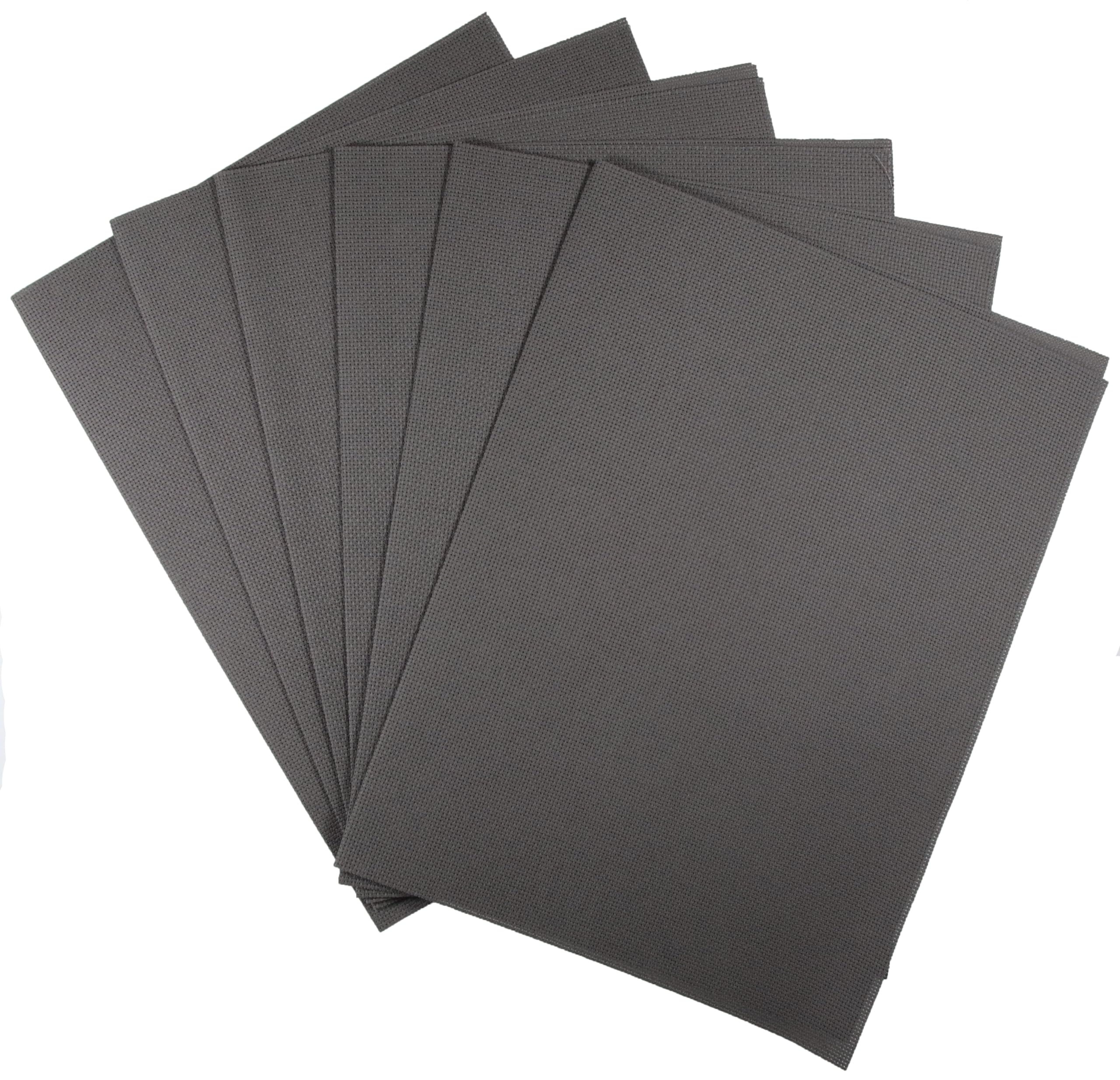KCS 4/6 pc of 12" x 18" 30cmx45cm 16CT Counted Cotton Aida Cloth Cross Stitch Fabric (Dark Grey, 6 pc)