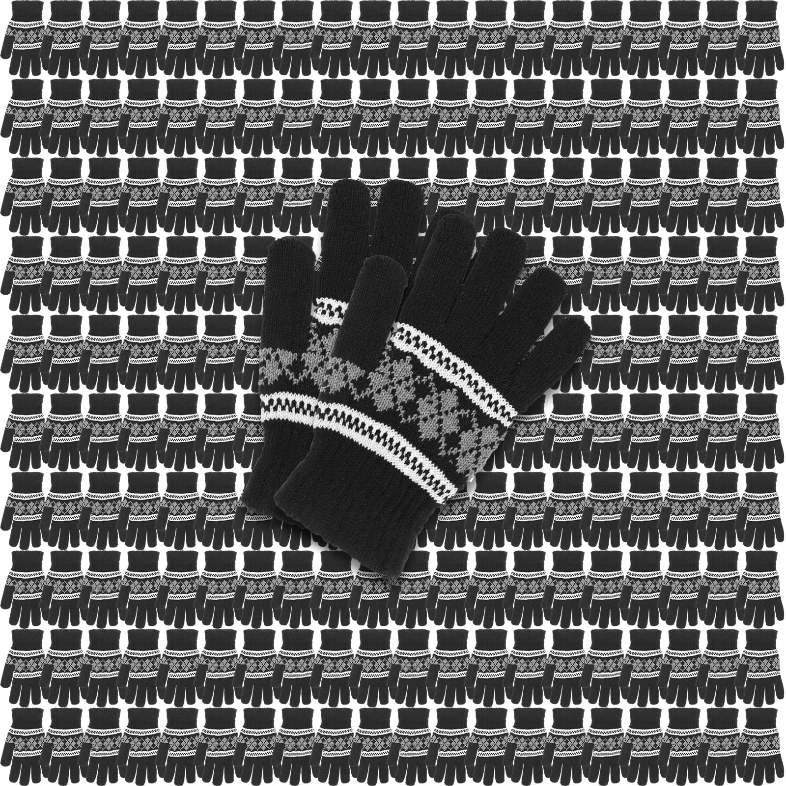 Photo 1 of Handepo 100 Pairs Winter Gloves Bulk Unisex Winter Knitted Warm Gloves Gift for Men Women Adults Homeless People (Black)