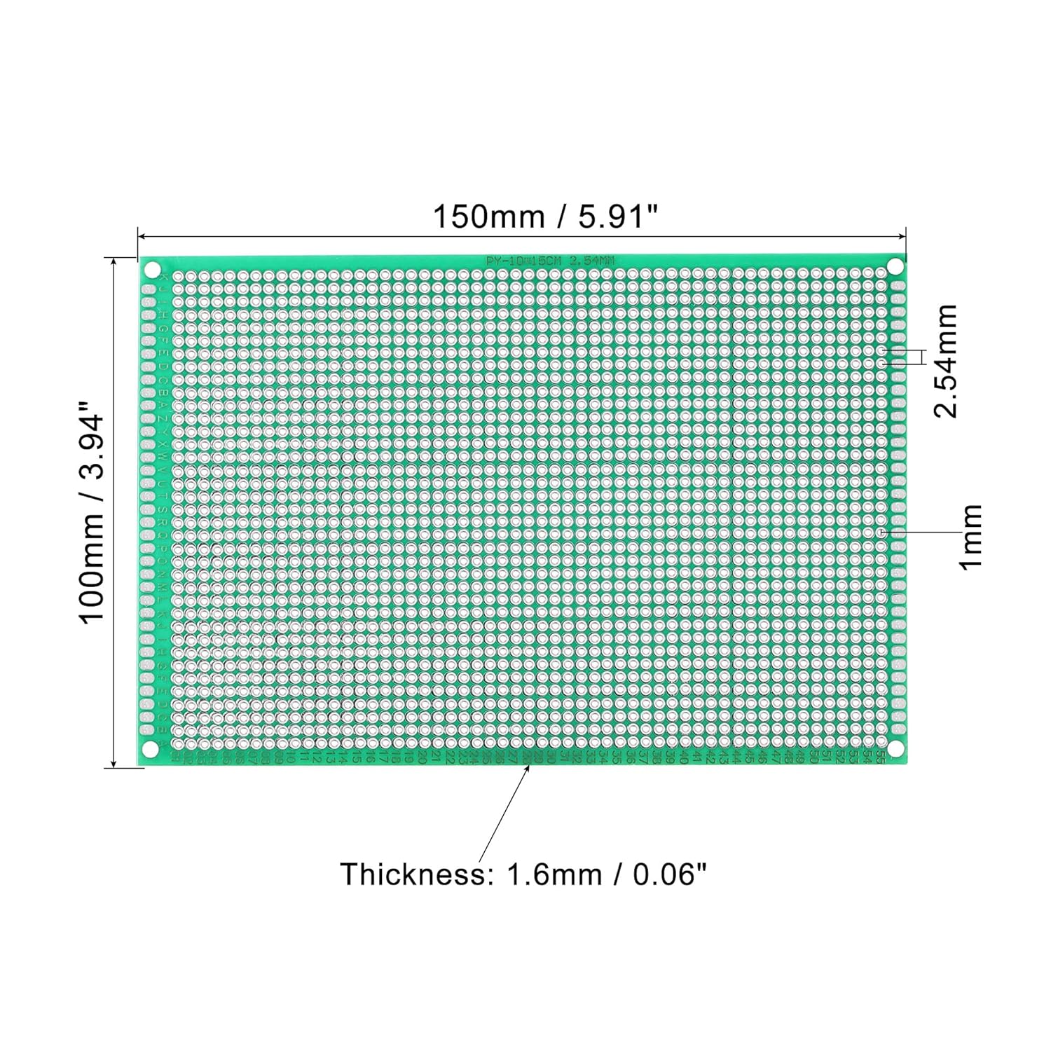 MECCANIXITY PCB Board Double Sided Printed Circuit Prototyping Boards Plated Through Holes for DIY Soldering Electronic Projects, 100mmx150mm, Green Pack of 3
