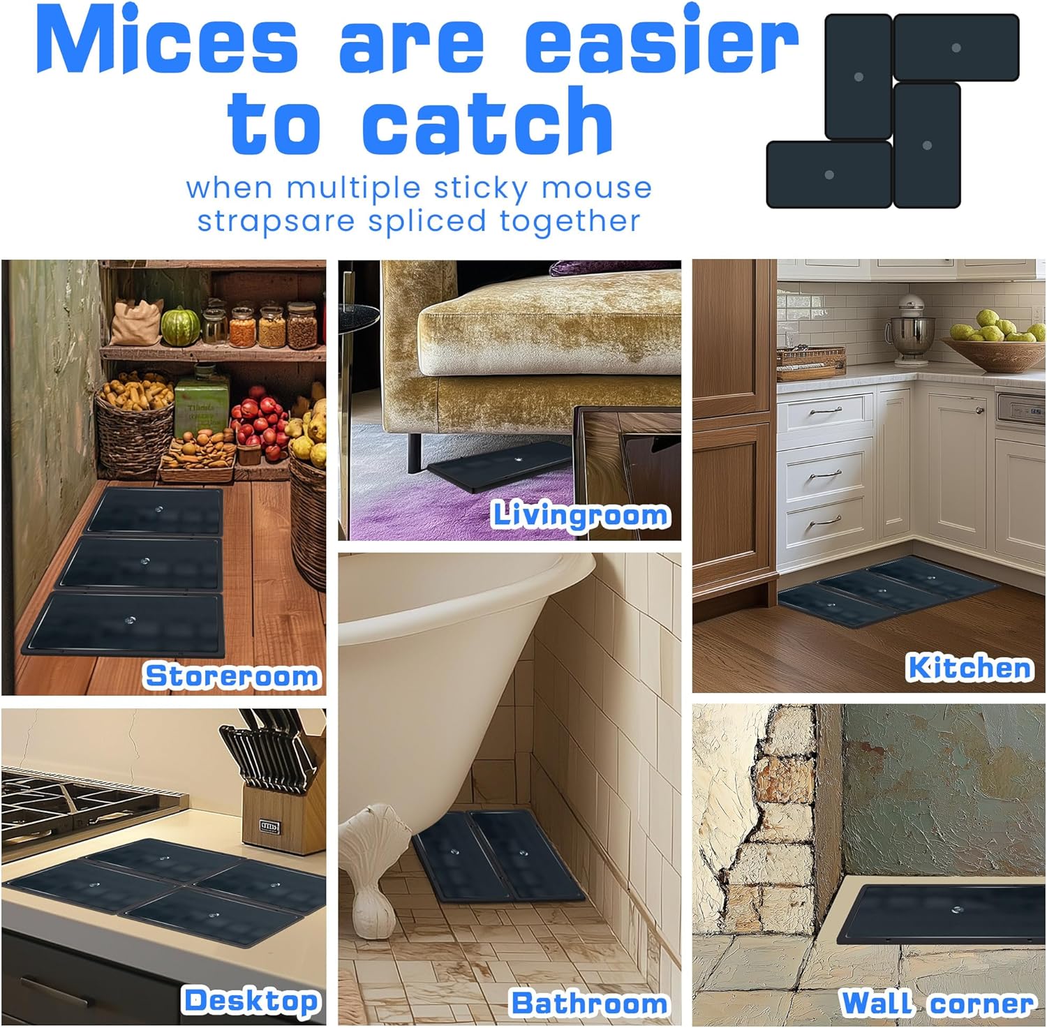 Landisun Mouse Rat Traps Roach Snakes Mices Spider Pest Glue Trap Indoor for Home