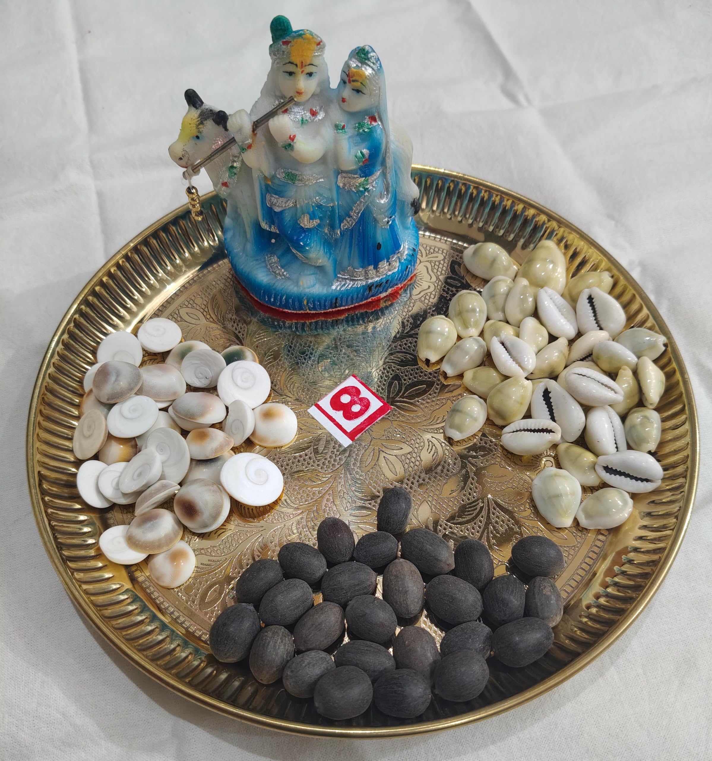 BHAVICREATION Lakshmi Puja Set 11 pcs Gomati Chakra 11 pcs K Gata 11pcs Rakhta Gunja 11 pcs Yellow Kaudi Cowrie Diwali Pooja Samgiri MahaLaxmi Puja Set Laxmi Puja Set
