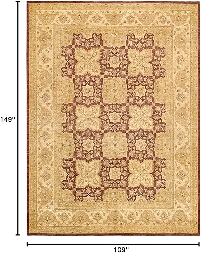 Miniatura 3 de Pasargad Home Denver Collection - Alfombra anudada a mano de color ciruela/beige 100% lana, 9 pies 1 pulgada x 12 pies 5 pulgadas