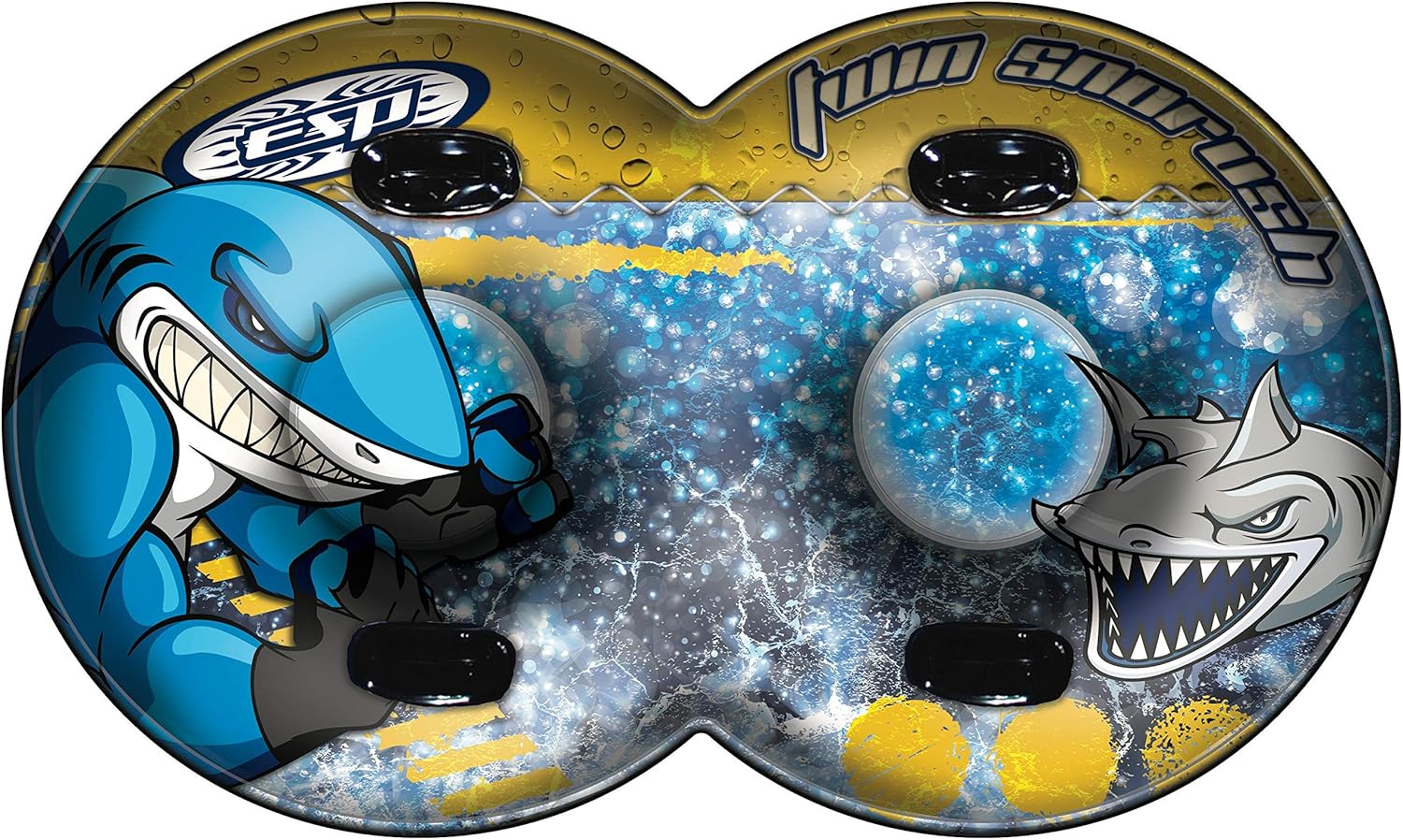 Emsco Group ESP 61" Gemini Inflatable Snowtube and Pool Tube - Two Riders with Four Grab Handles Graphic