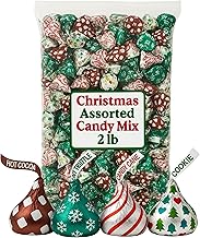 Christmas Candy Mix– 2 Pound Bag (Approx. 200 Pieces) –Mint Truffle, Candy Cane, Hot Cocoa, Sugar Cookie Flavors – Assorted Holiday Chocolate, Perfect for Stocking Stuffers, Gift Bags, and Holiday Parties