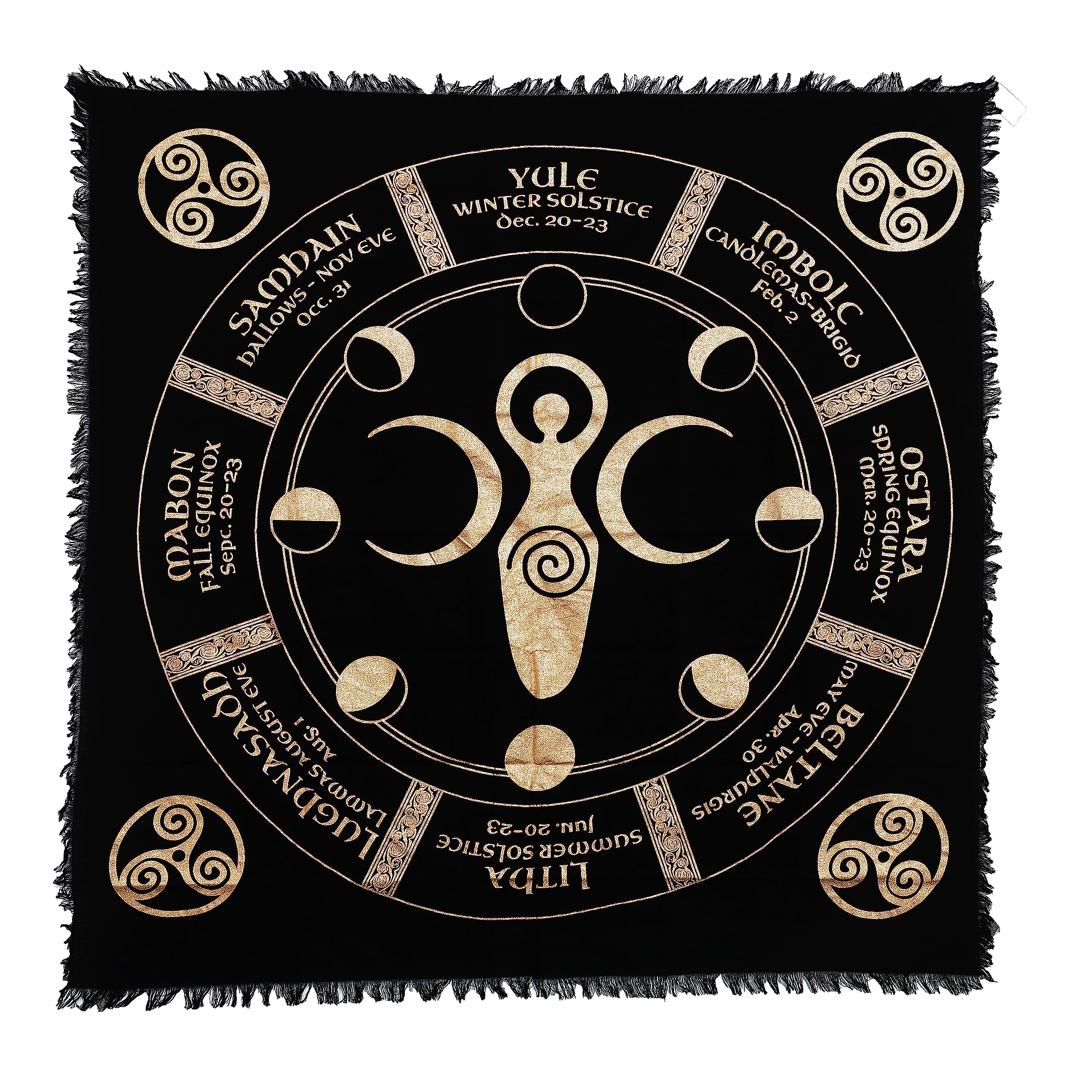 Nappe Tarot Triple Déesse Phases De Lune - 49cm Coton Pour Divination, Cartomancie, Jeux Société