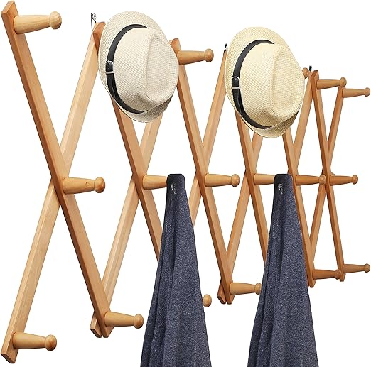 WEBI Accordion Wall Hanger,Expandable Wooden Coat Rack Wall