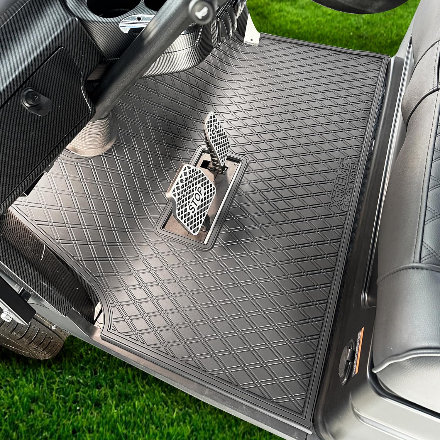 Xtreme MATS Premium Golf Cart Mats Compatible with ICON Epic Models - Custom Fit, Durable Protection, Rubber Floor Liner Protects Factory Flooring (Grey Trim)