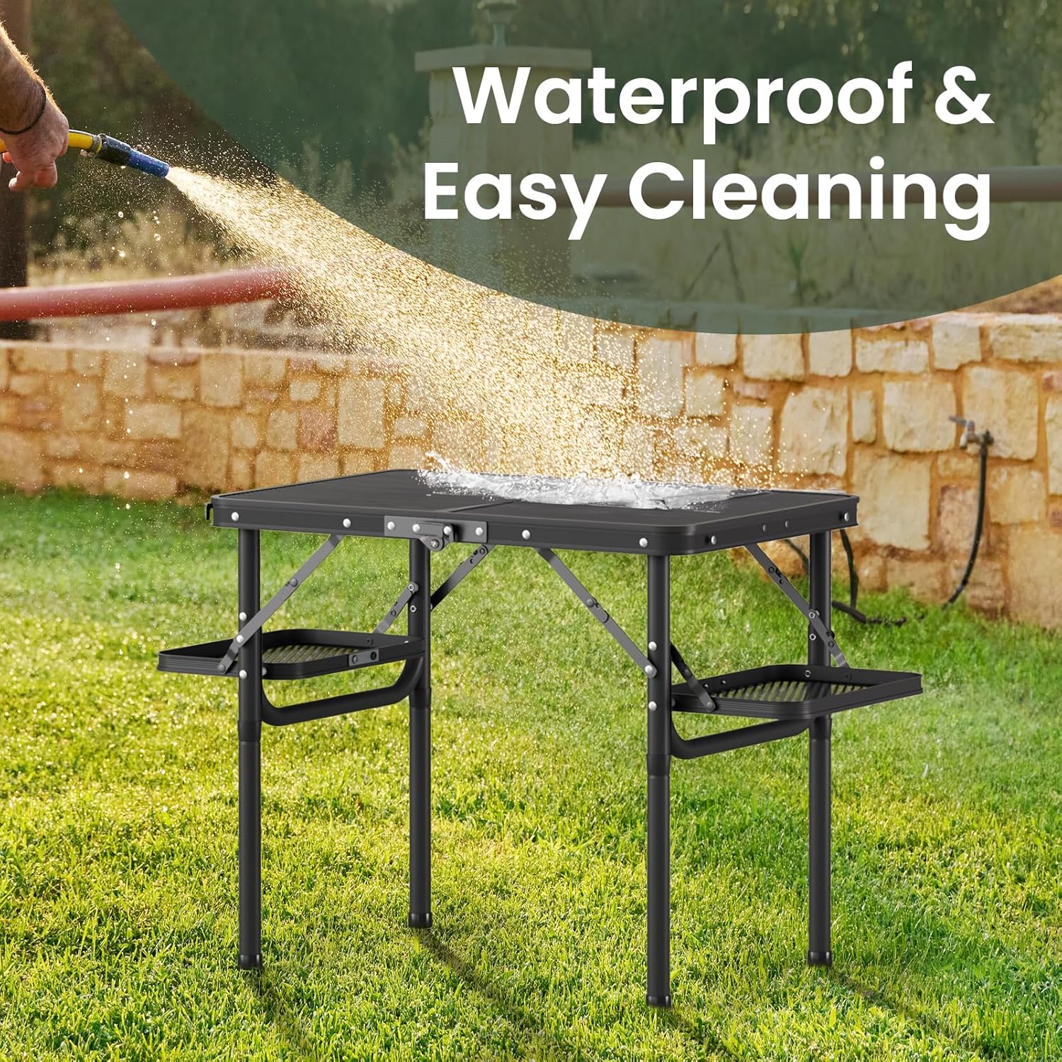 Titanker Folding Camping Table Small 2ft, Small Camp Table Portable with 50% Extra Space, Folding Picnic Set, Portable Beach Table, Car Camping Essentials, Aluminum Light & Solid