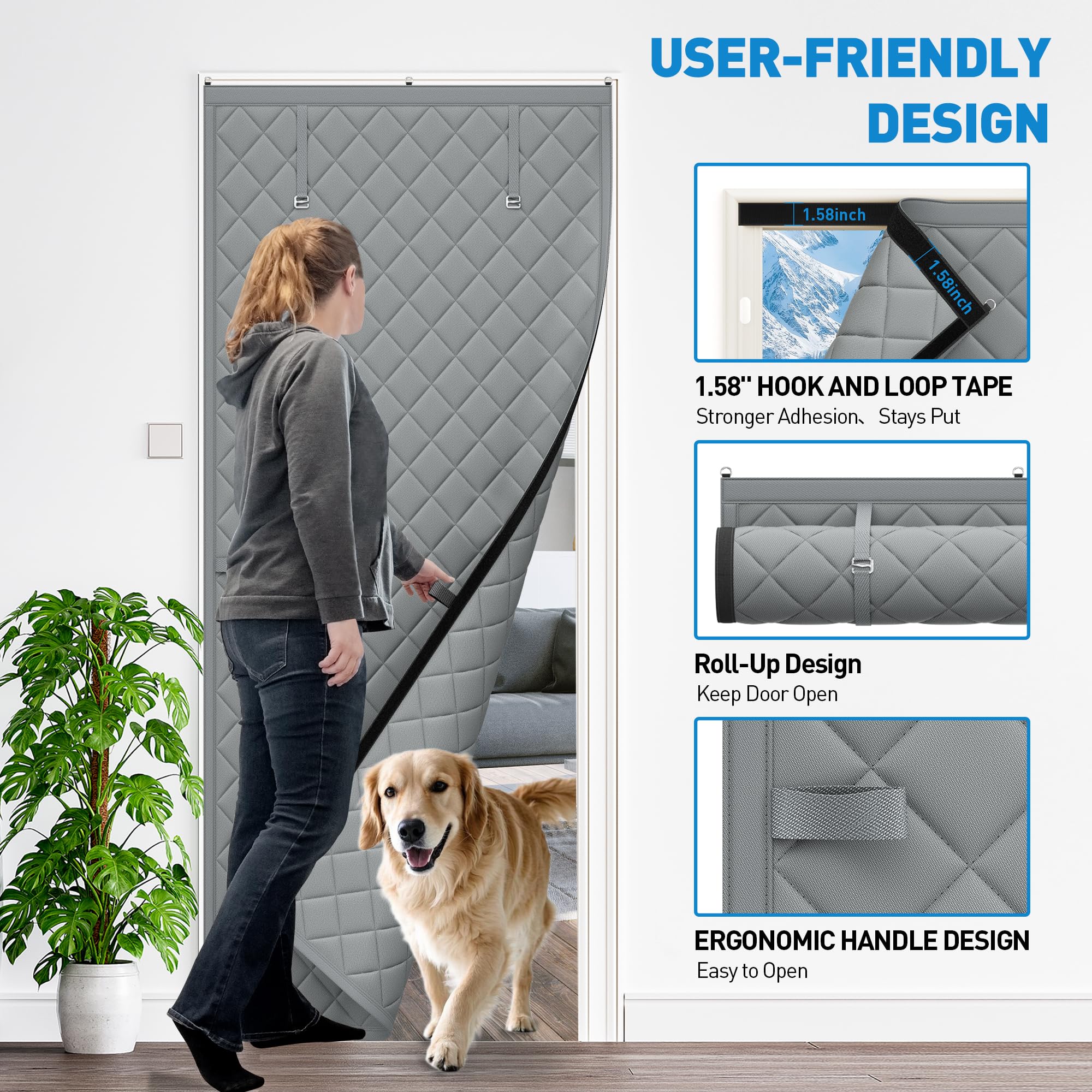 WochiTV Magnetic Thermal Insulated Door Curtain Fits Door Size 32" X 80