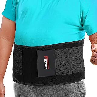 FEATOL 4XL Back Support Belt for Men & Women,Lumbar Belt for Lower Back Pain,Breathable Back Brace with Lumbar Pad for Scoliosis, Herniated Disc, Sciatica, Heavy Lifting & Working(Waist Size:63"-68.9")