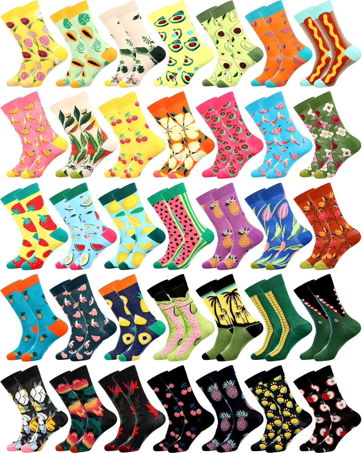 Vabean 36 Pairs Funny Men's Dress Socks Men's Novelty Crew Socks Cotton Dress Bulk Colorful Dress Set for Women Men