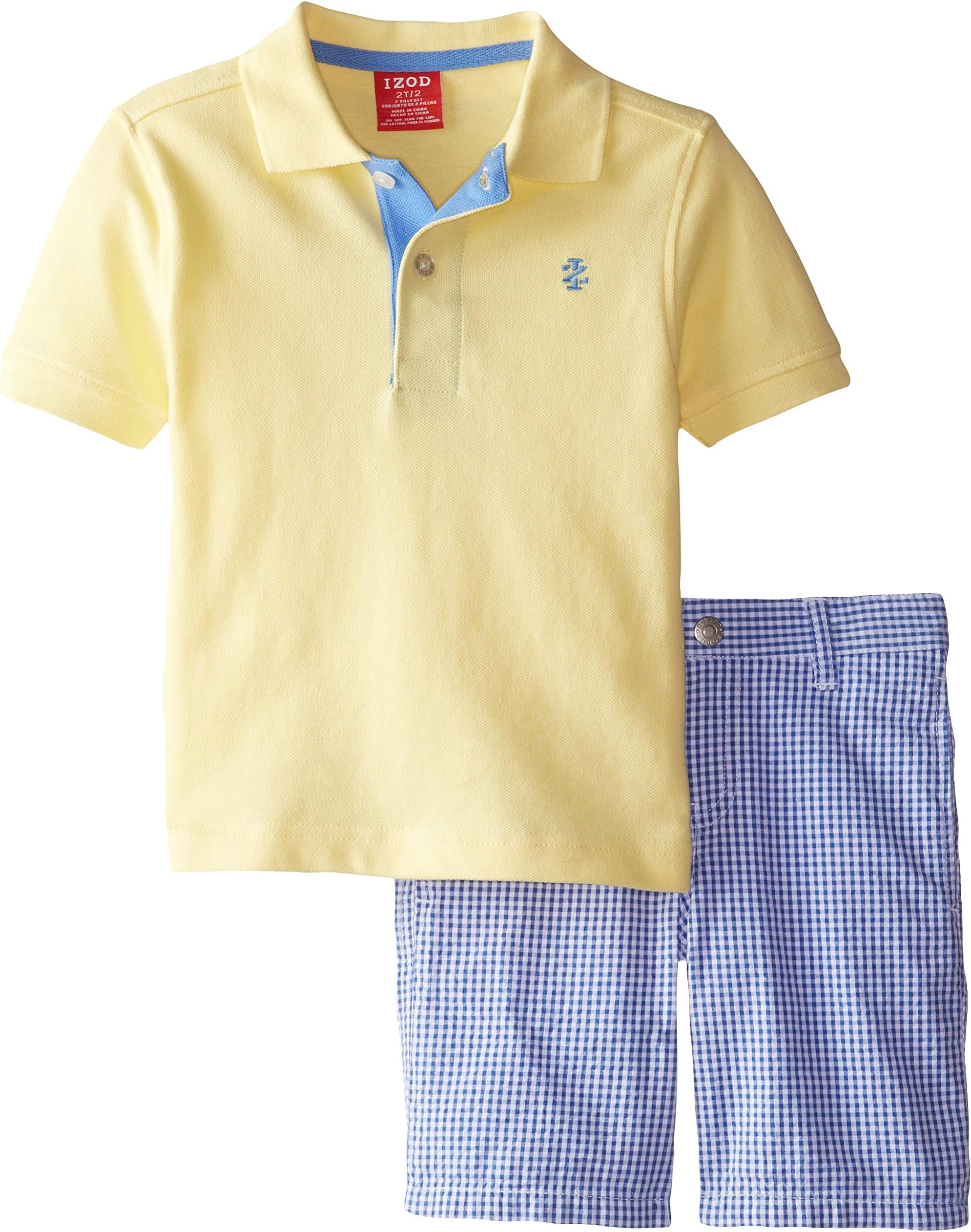 IZOD Boys' Polo with Plaid Short Two-Piece Set
