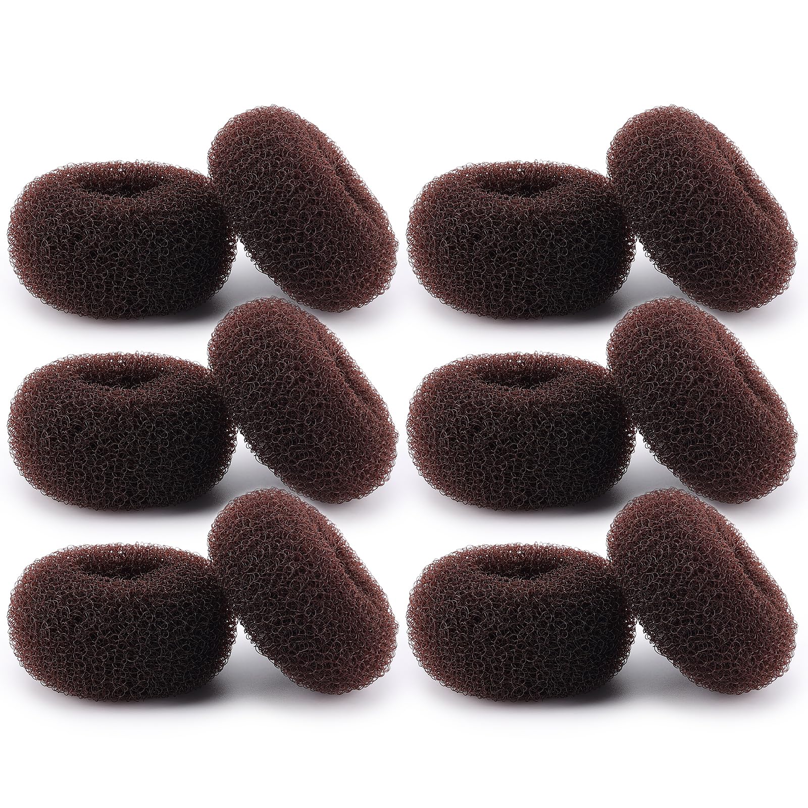 HOFASON Bun Maker Accessories - 12 Pcs Small Ring Donuts for Ballet Bun Styling, Sock Bun Shapers for Kids Girls Short & Thin Hair (Size S/2.36 In, Brown)